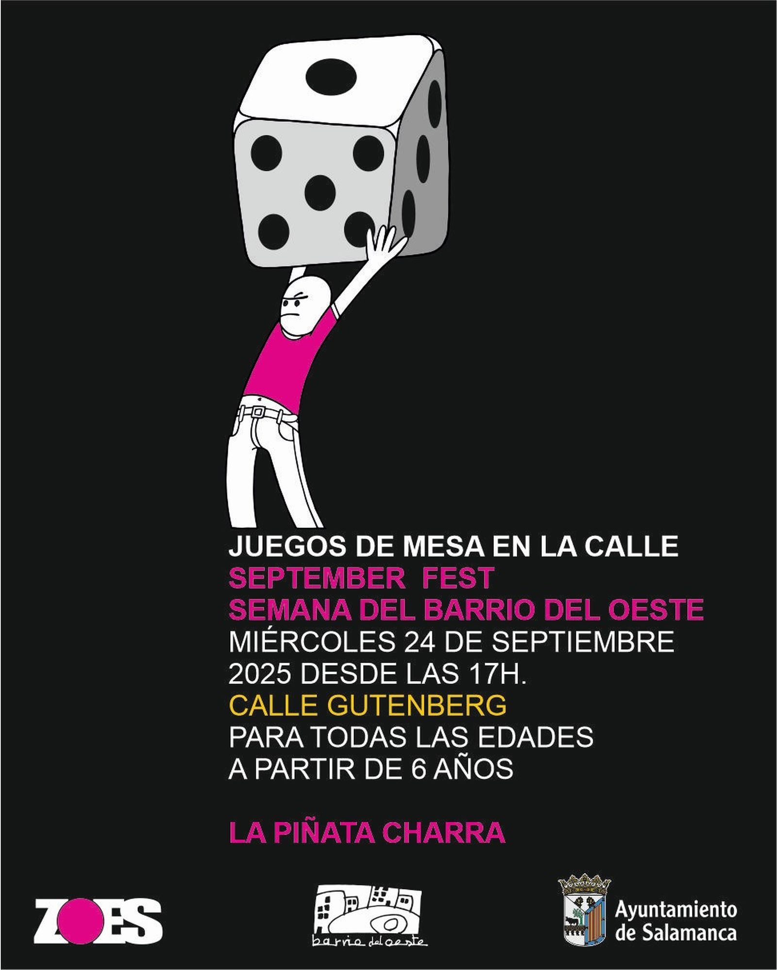 Juegos de Mesa en la calle: cartel de juegos en el Barrio del Oeste