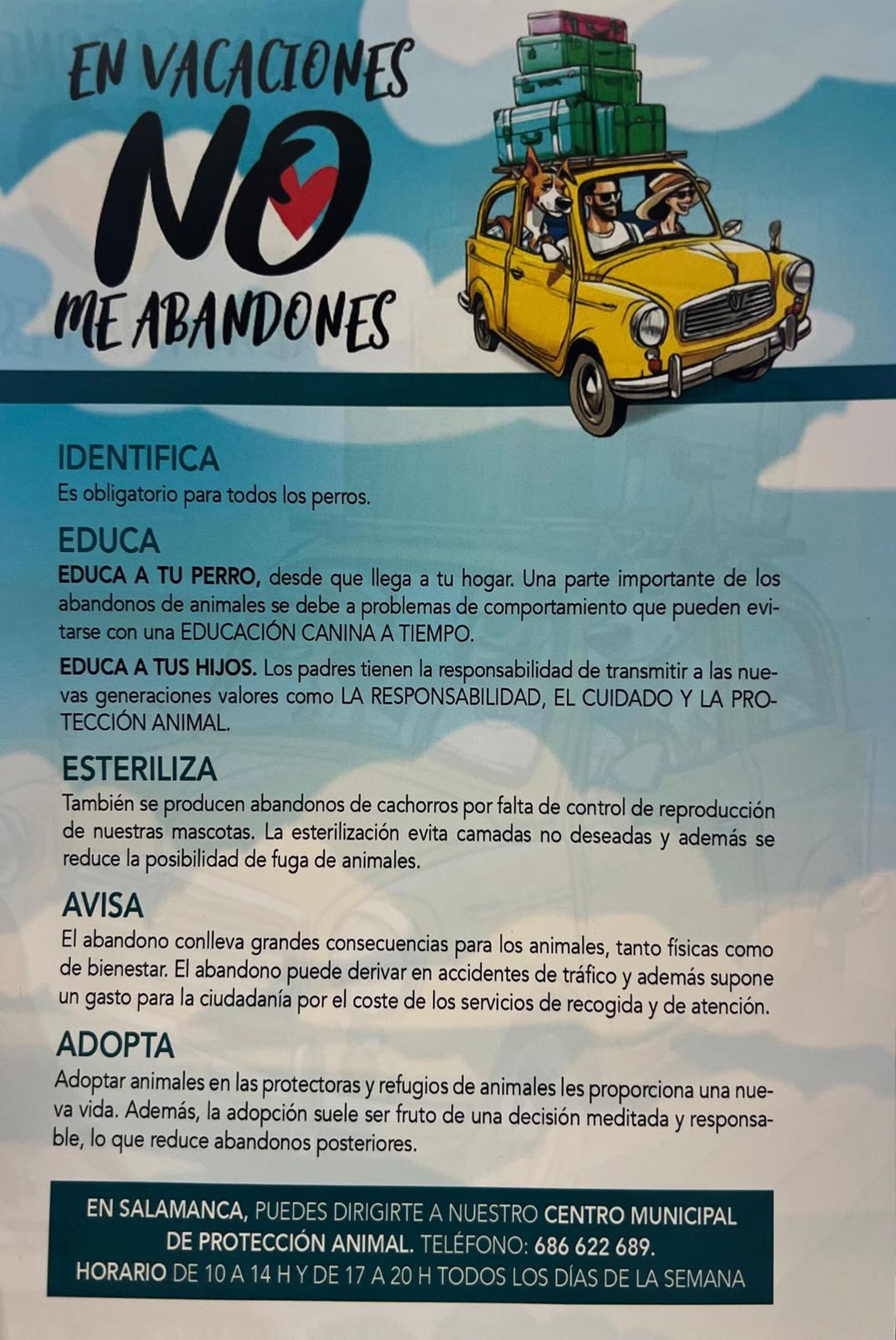 Campaña Ayuntamiento de Salamanca 'En vacaciones no me abandones' Campaña Ayuntamiento de Salamanca 'En vacaciones no me abandones'