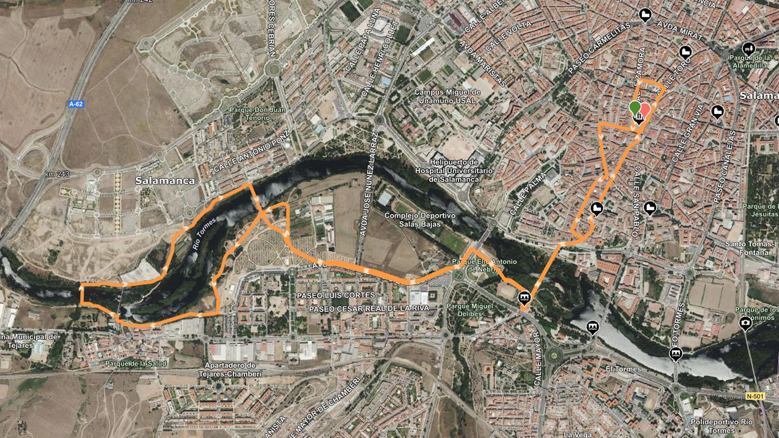 Recorrido de la octava Carrera Contra la Violencia de Género para la prueba de 10 kilómetros