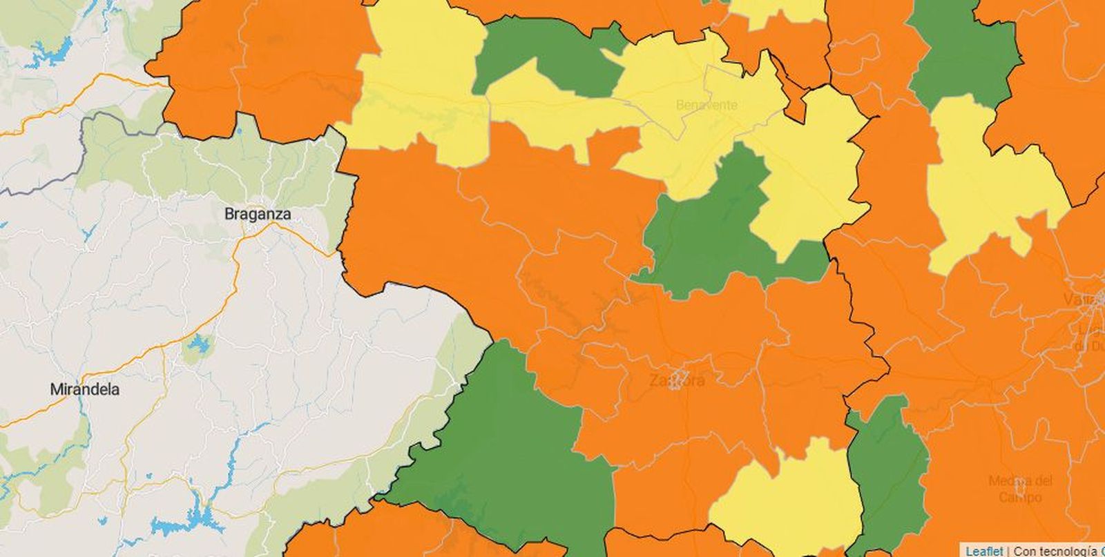 Mapa del coronavirus en las zonas básicas de salud de Zamora este viernes