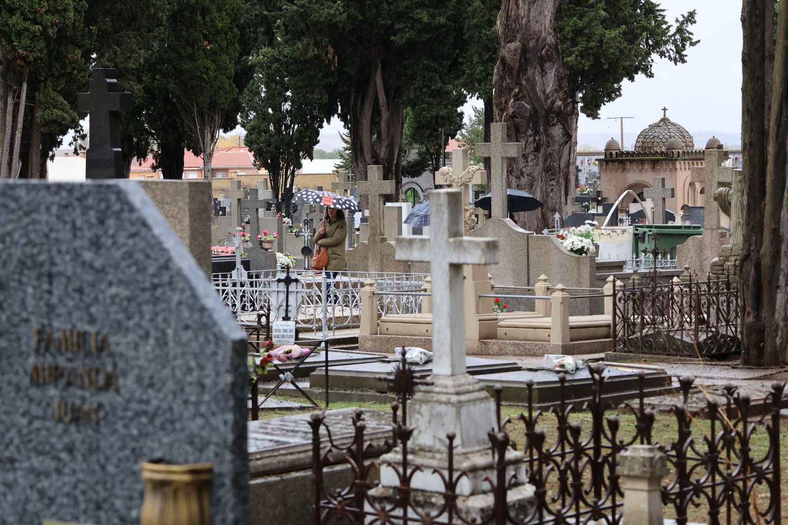 GALERÍA | La lluvia no detiene la tradición: los zamoranos acuden al cementerio para recordar a sus fallecidos