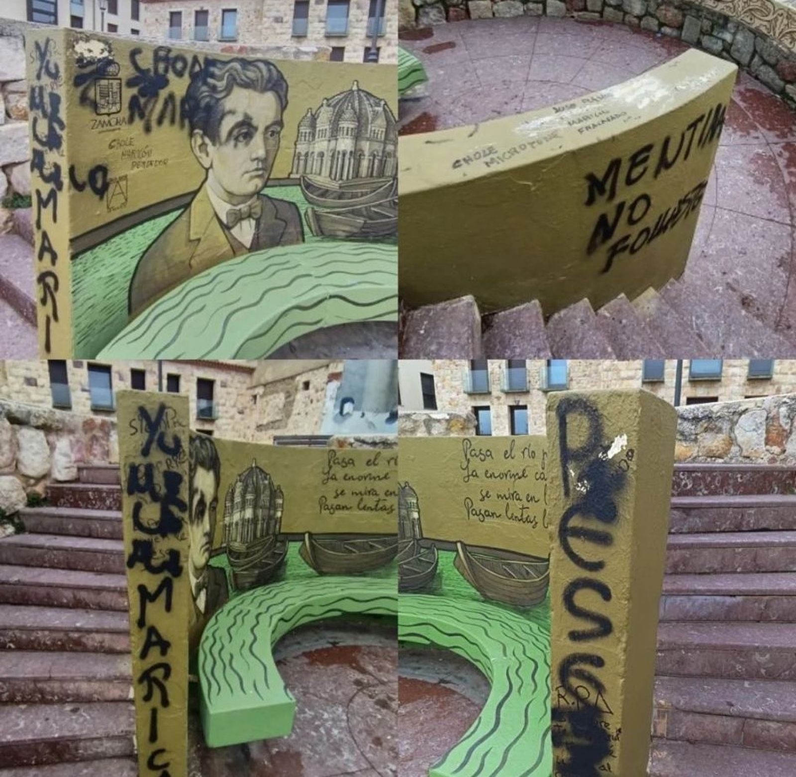Pintadas en el mural dedicado a Federico García Lorca en Zamora