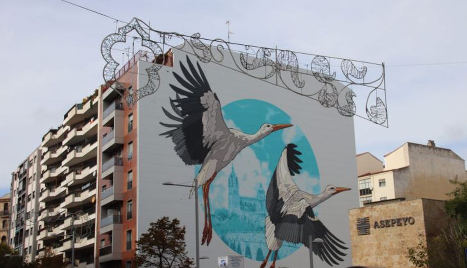 Mural paseo de la estación luces de navidad