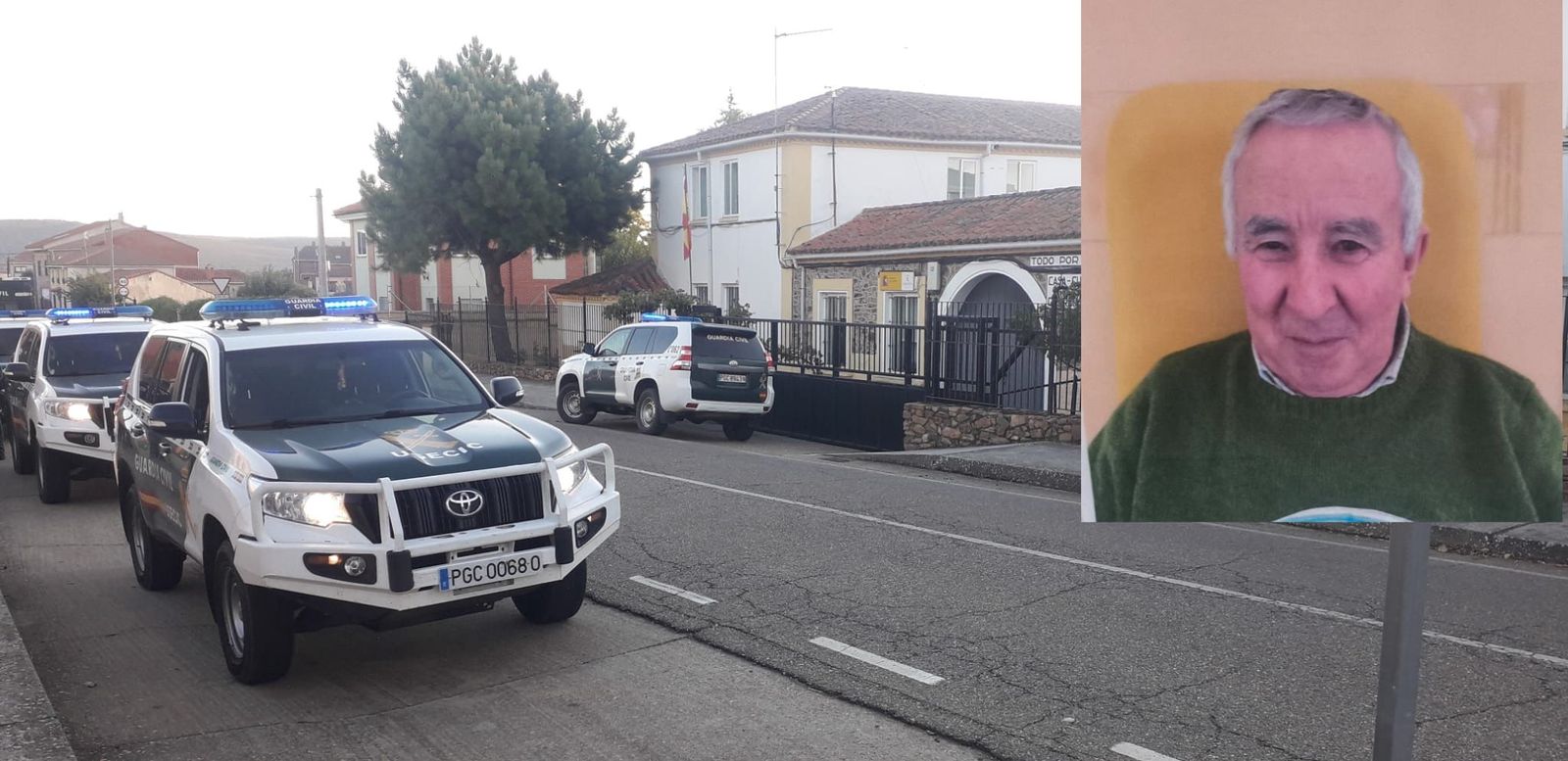 Imagen del operativo y el desaparecido