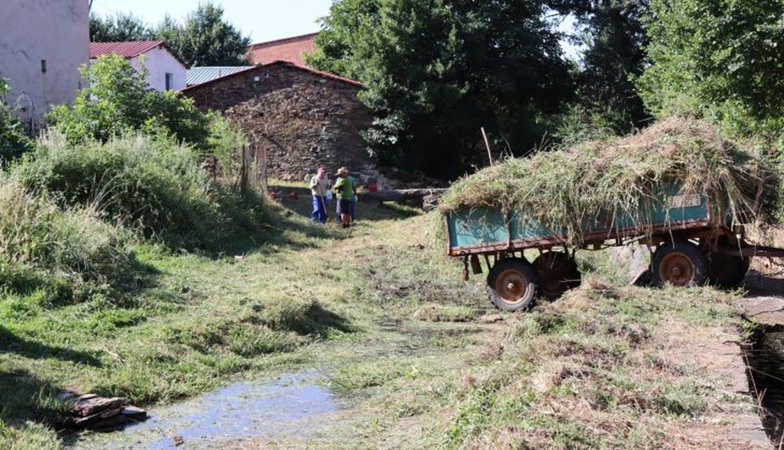 Remolque con maleza de la recogida durante la jornada de limpieza del río Frío. Fotografía Rubén Gago