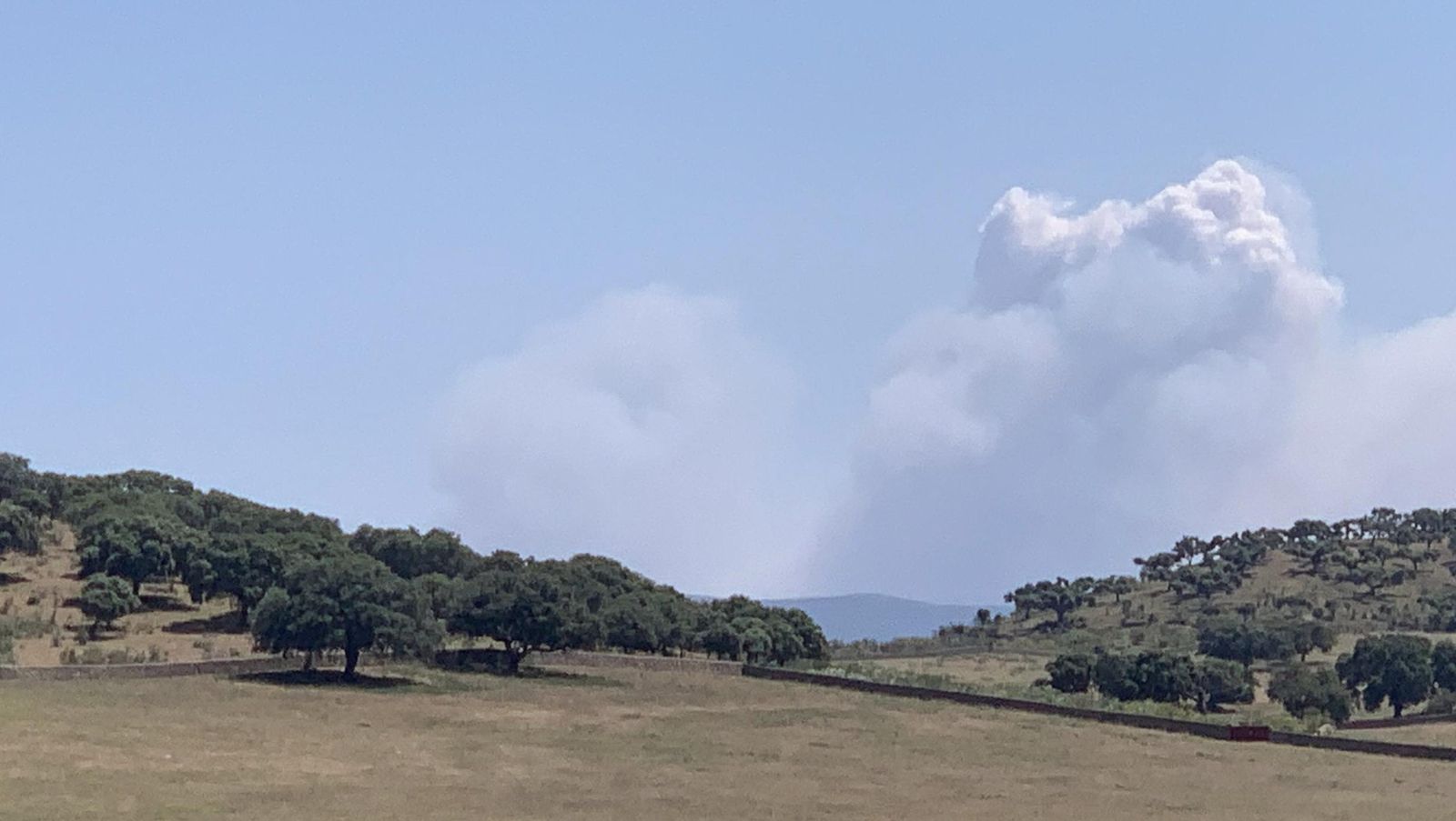 El incendio de Pinofranqueado visto desde La Encina, Ciudad Rodrigo