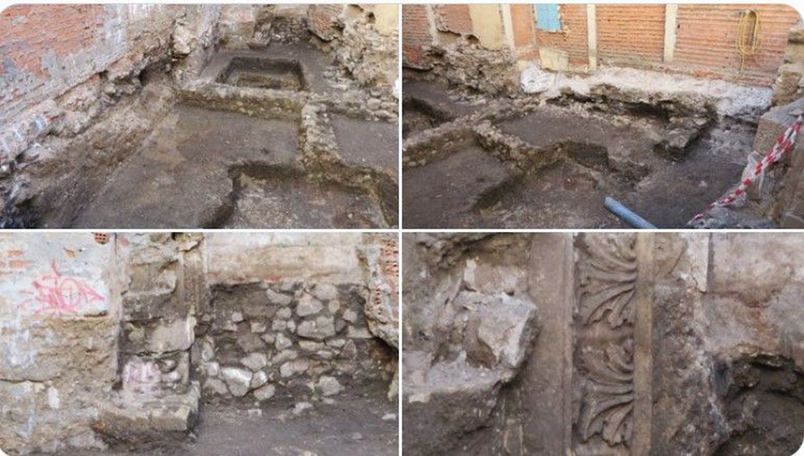 Restos arqueológicos hallados en la calle Tavira de Salamanca. Imagen Ciudadanos en Defensa del Patrimonio Salamanca