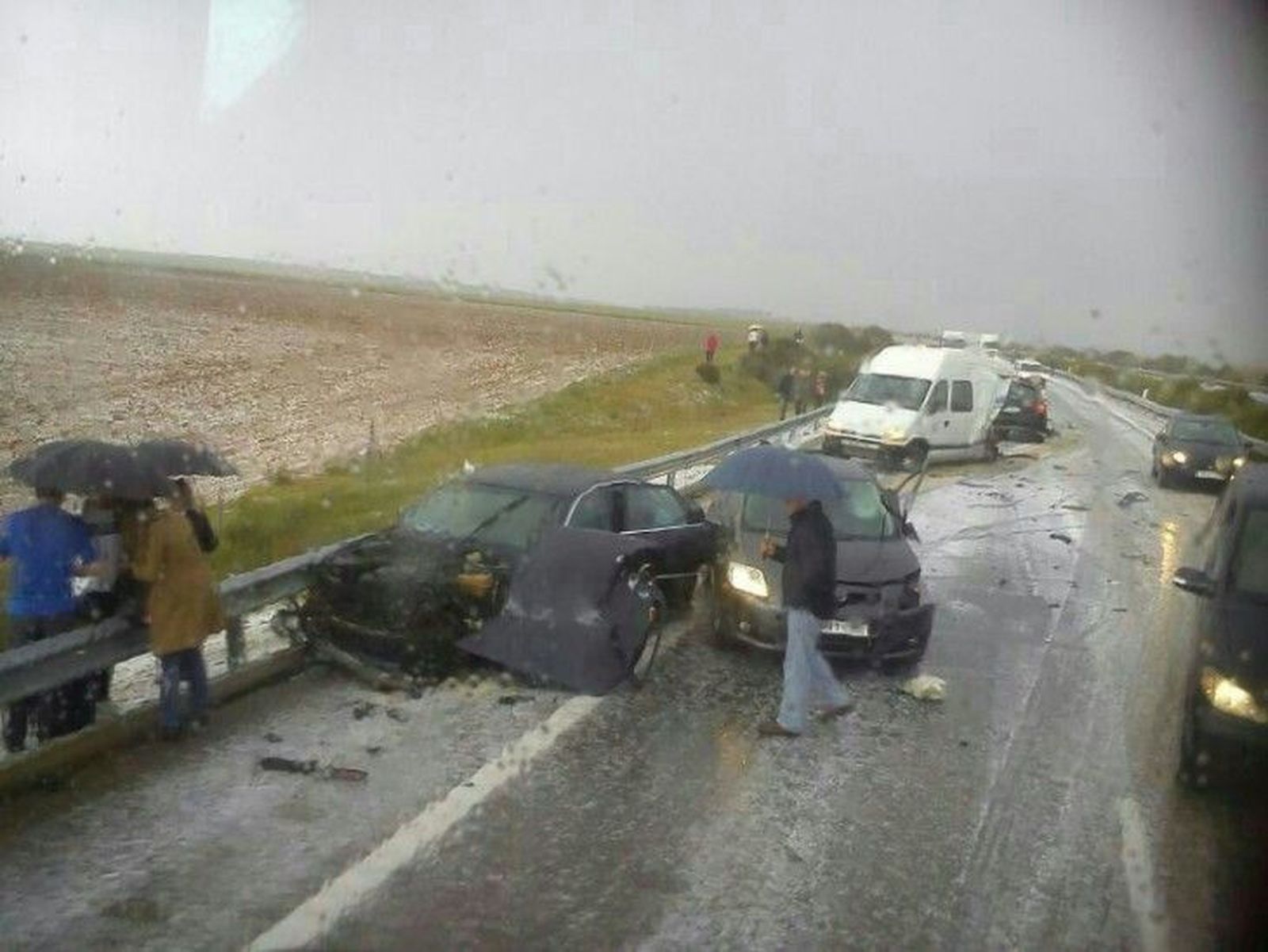 Una granizada causa la colisión de nueve coches con cuatro heridos en la A-66