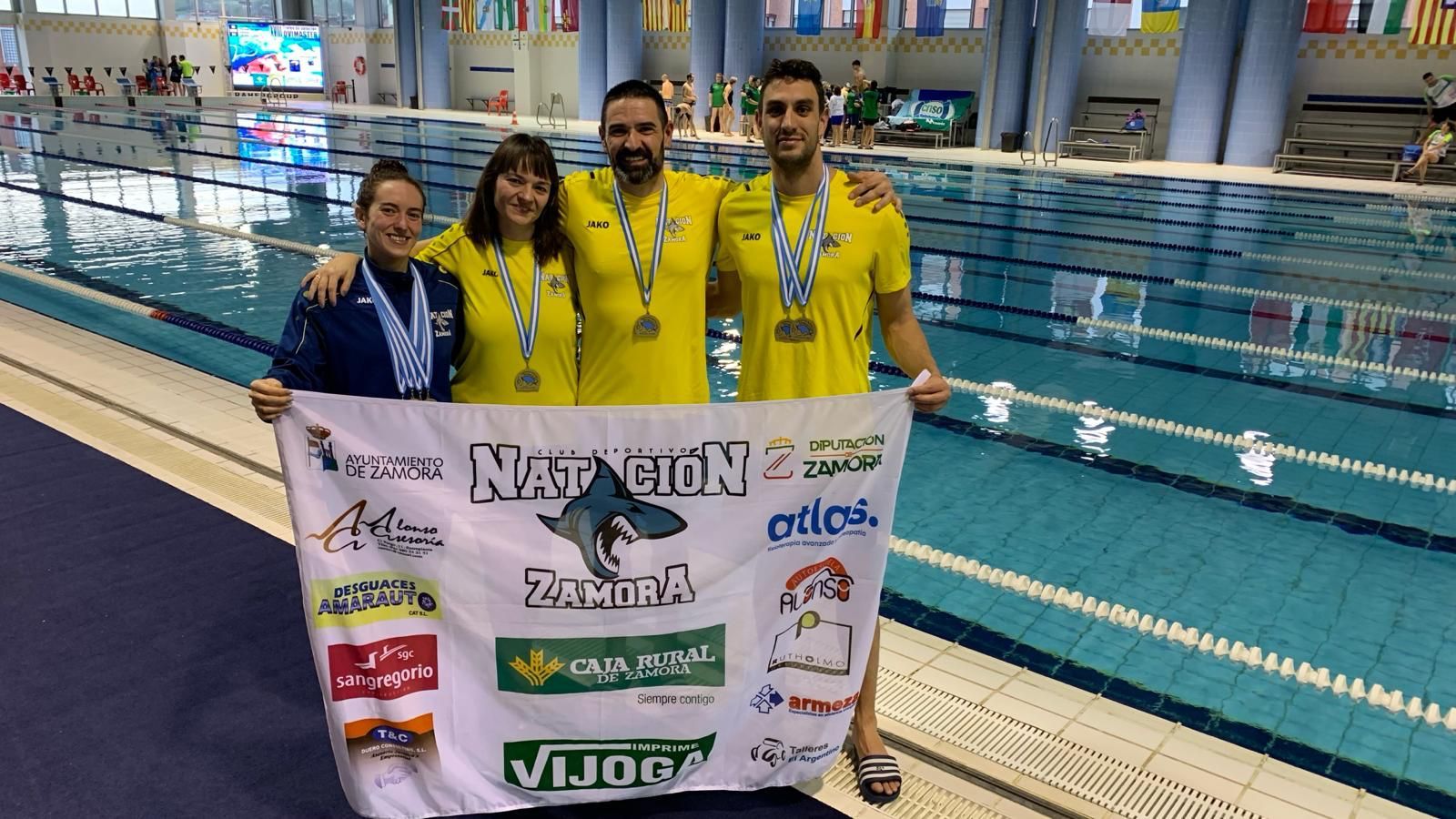 Los cuatro deportistas máster del CD Natación Zamora