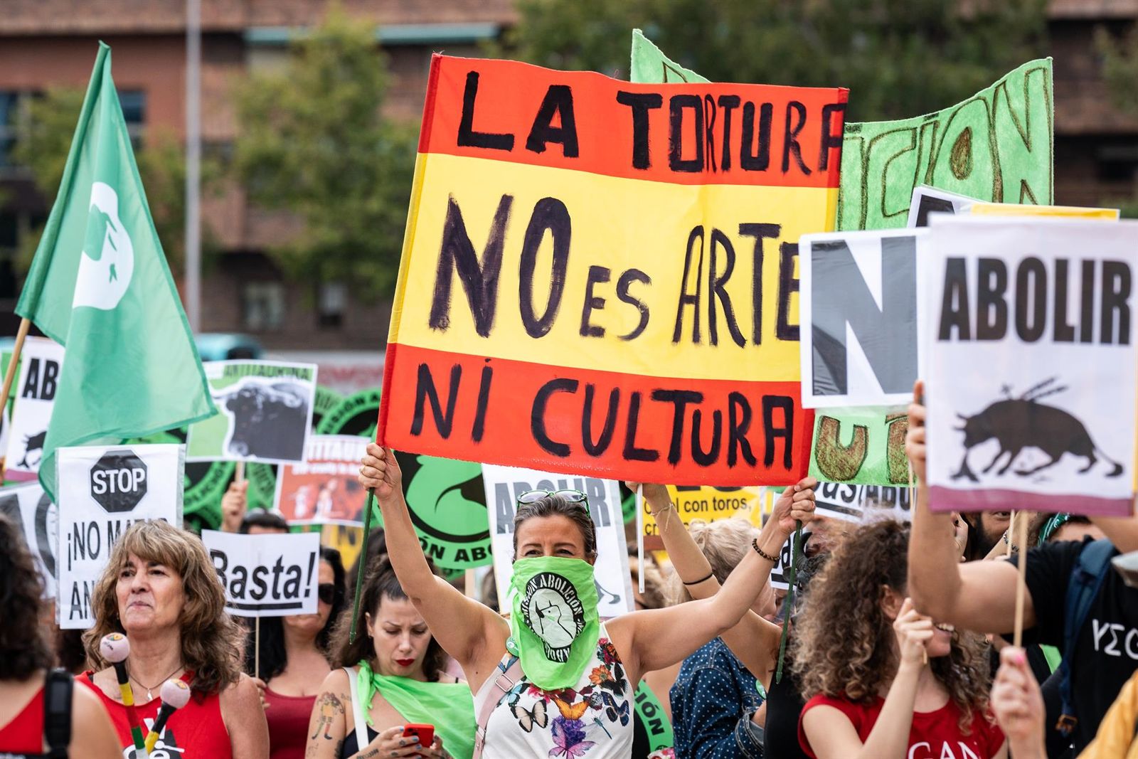 Manifestación antitaurina, en las inmediaciones de la plaza de toros de las Ventas, a 16 de septiembre de 2023, en Madrid (España).   Diego Radamés / Europa Press