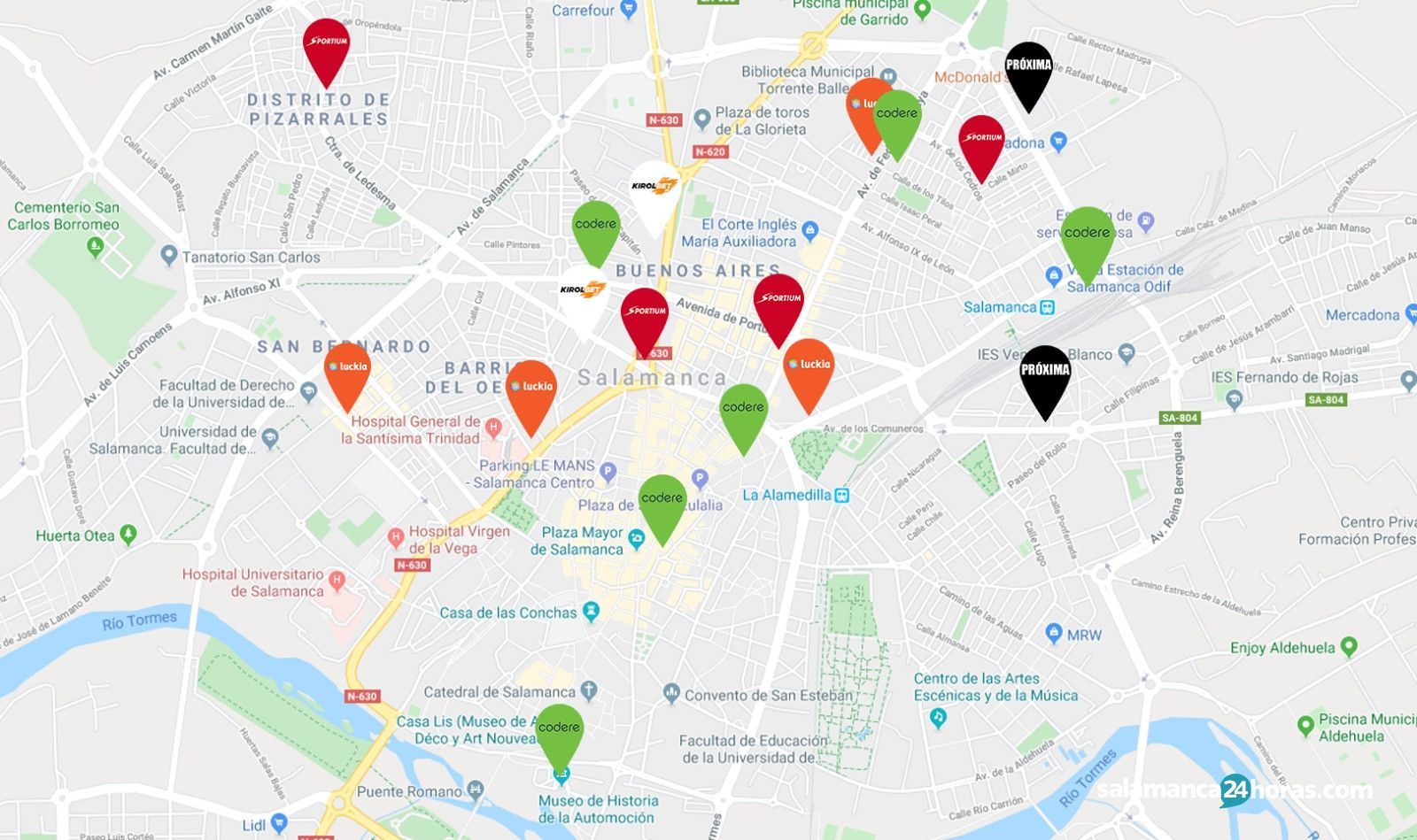 mapa de casas de apuestas de Salamanca