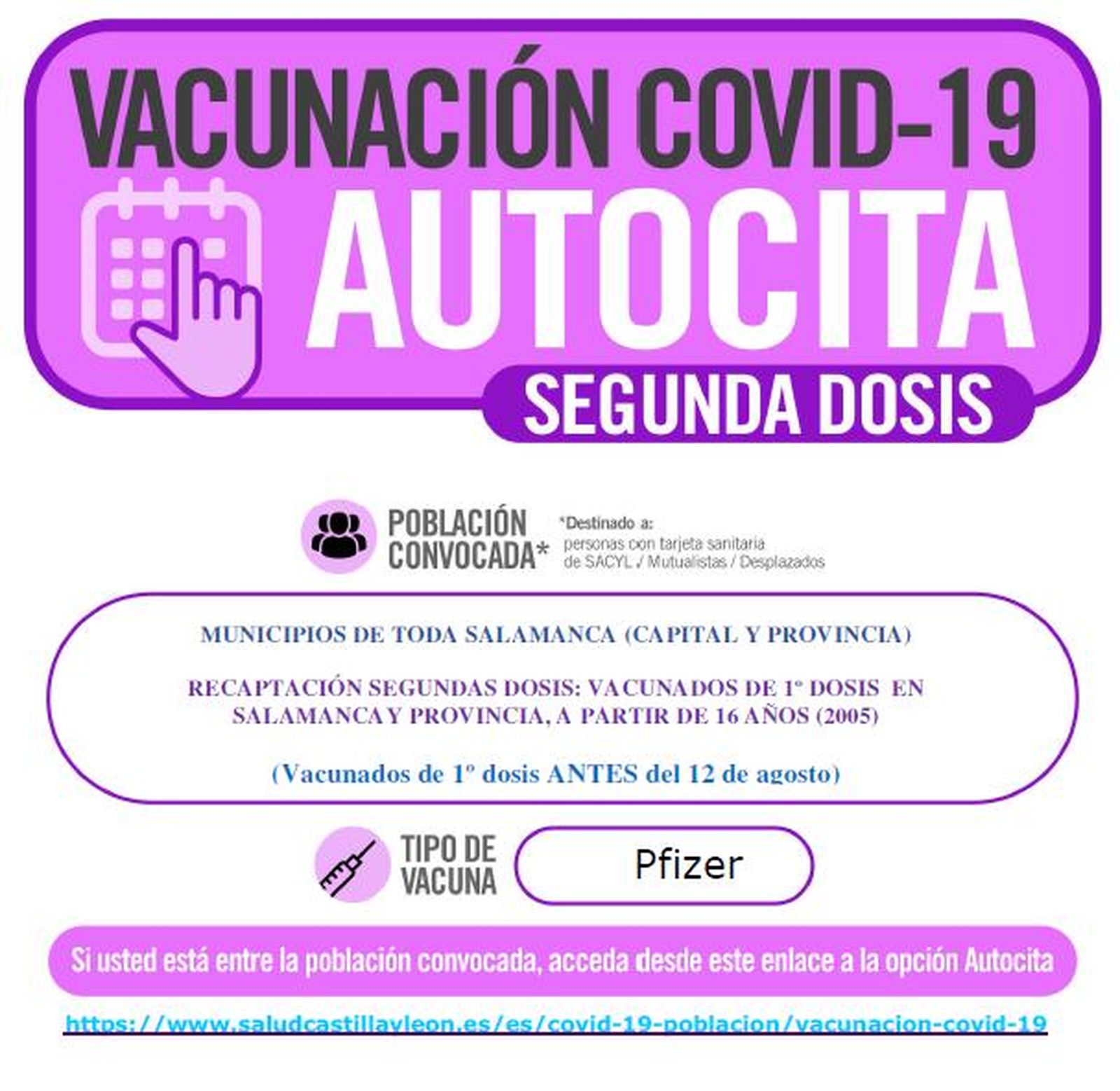 autocita segunda dosis Pfizer