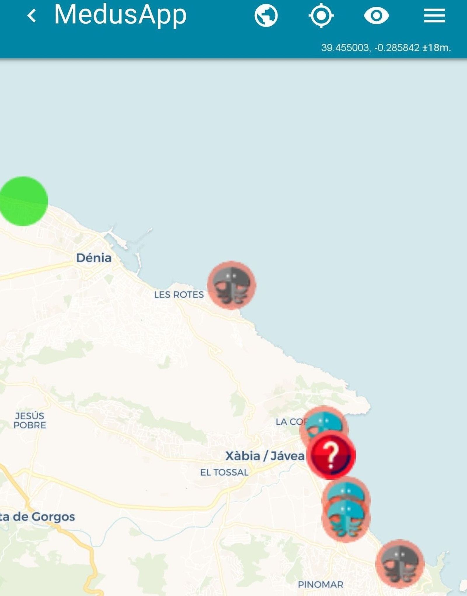 Imagen de las playas que ofrece Medusapp para saber si hay medusas.