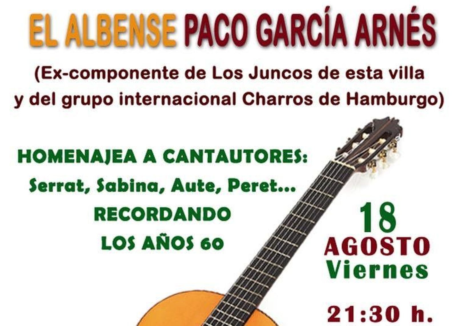 El albense Paco García Arnés homenajea a cantautores en su pueblo natal