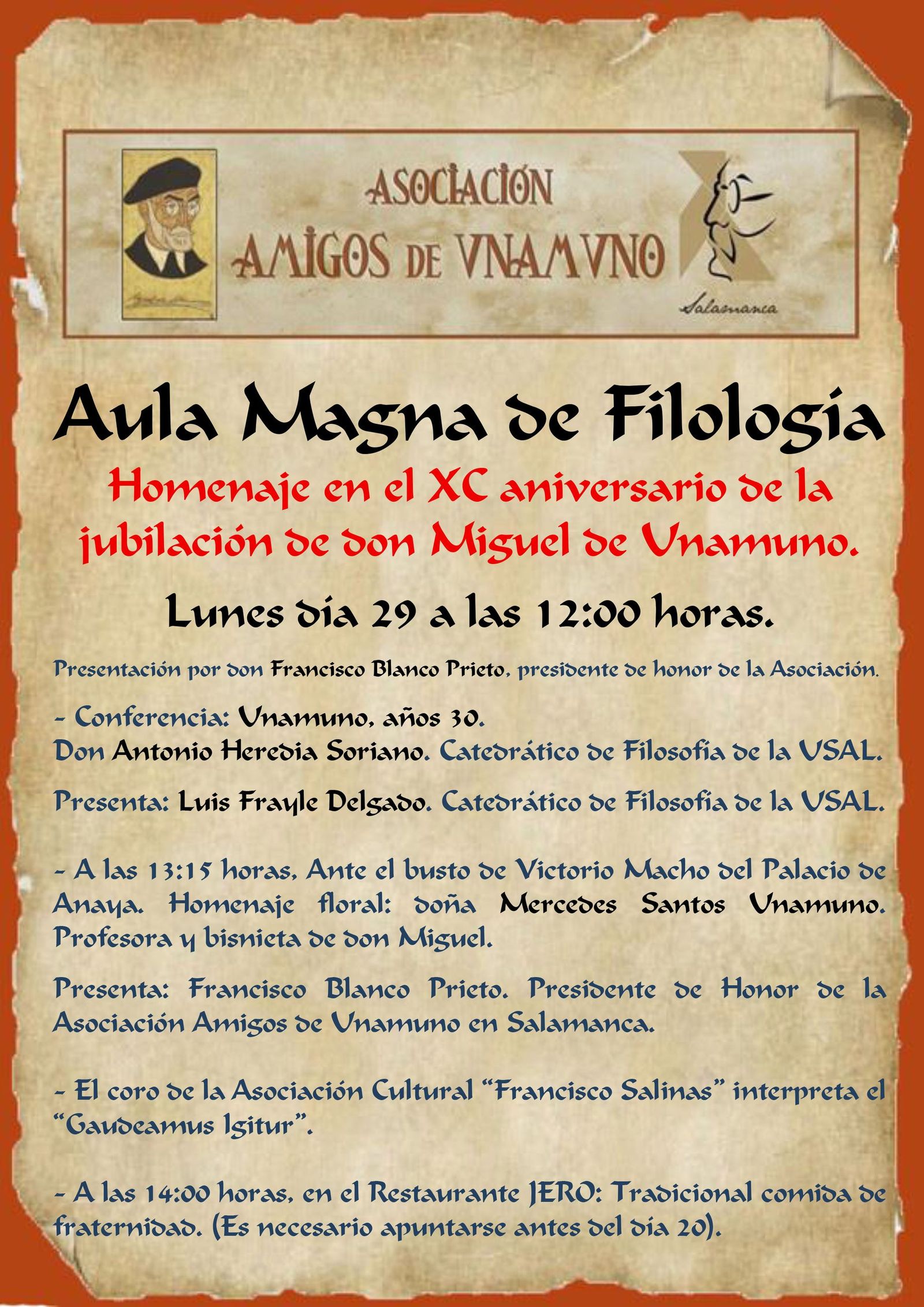 Actividades por el 90 aniversario de Miguel de Unamuno