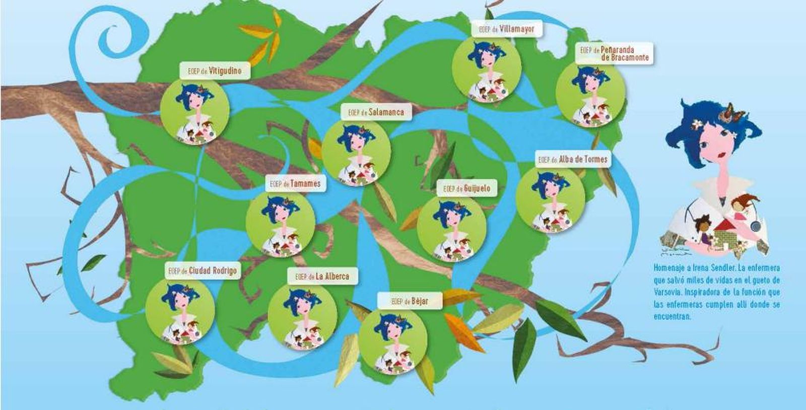 Mapa de implantación enfermera escolar en la provincia de Salamanca. Foto ANPE