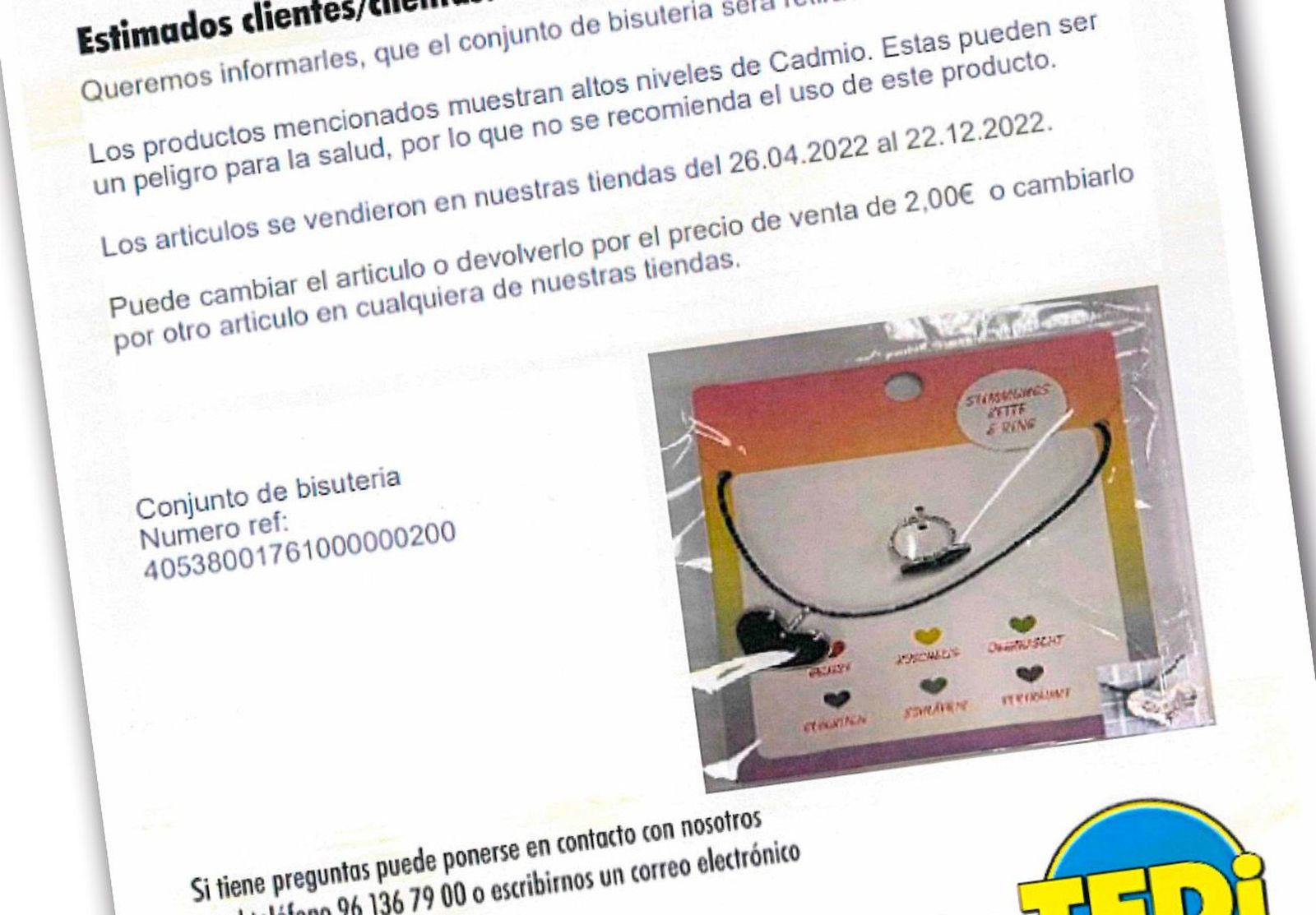 Conjunto de bisutería retirado | Vía FACUA