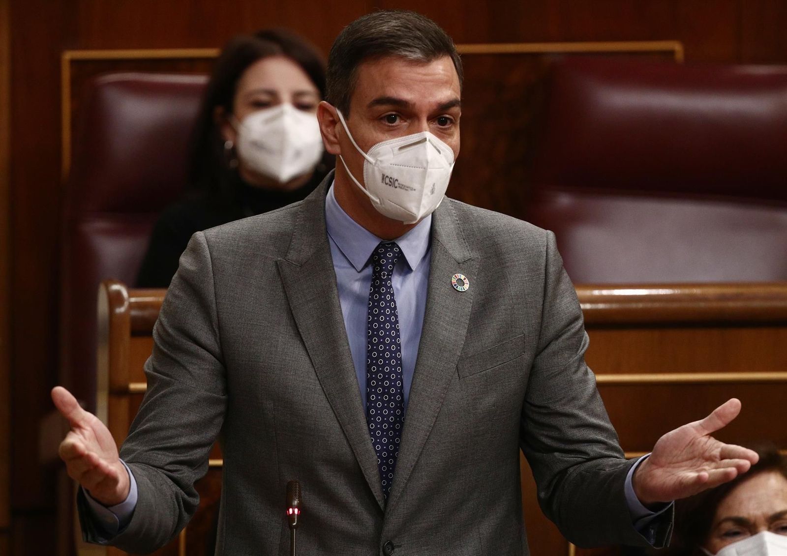 El presidente del Gobierno, Pedro Sánchez, en el Congreso de los Diputados el 17 de febrero de 2021. | FOTO: EP