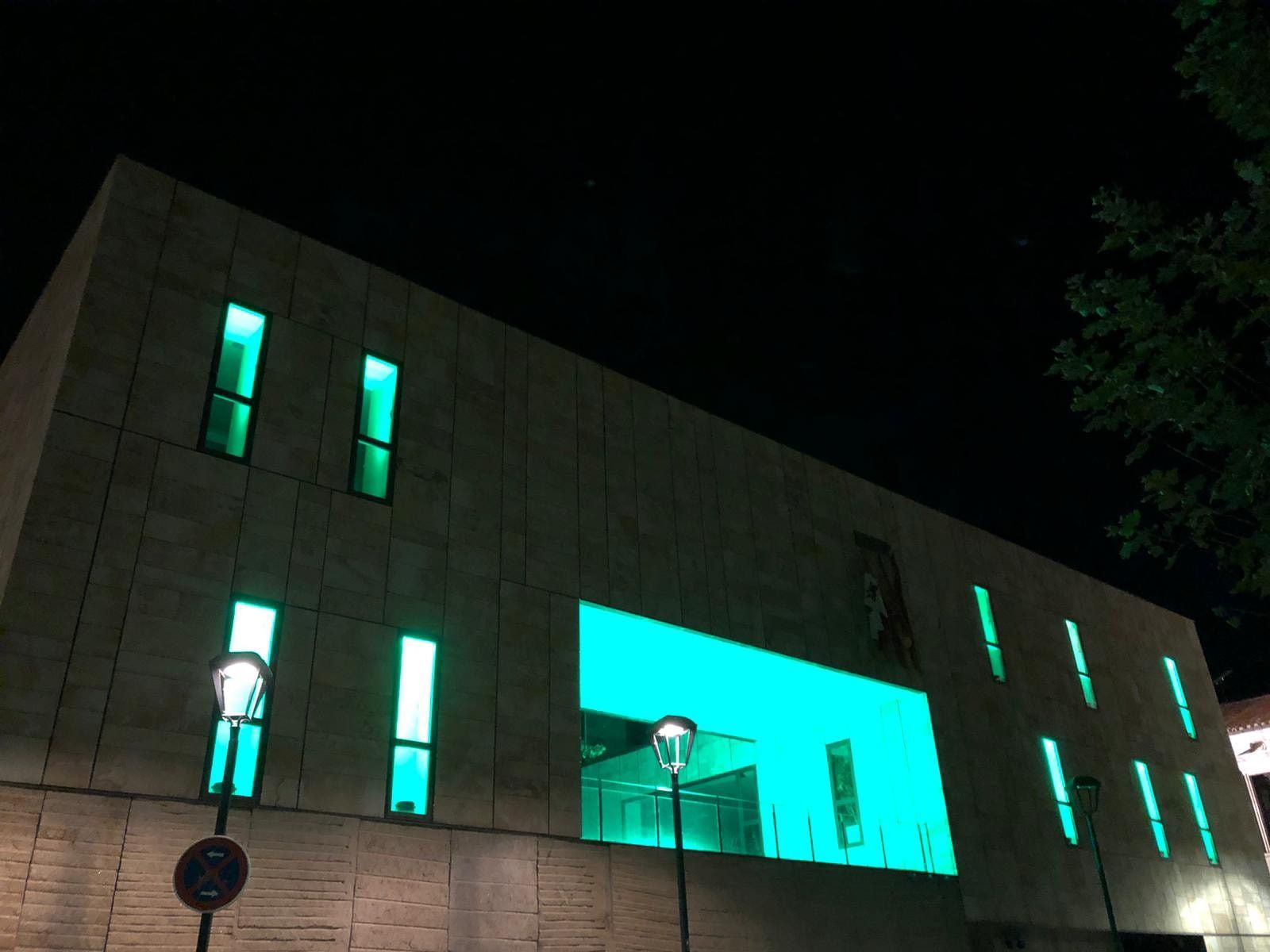 Foto de archivo Iluminación fachada verde