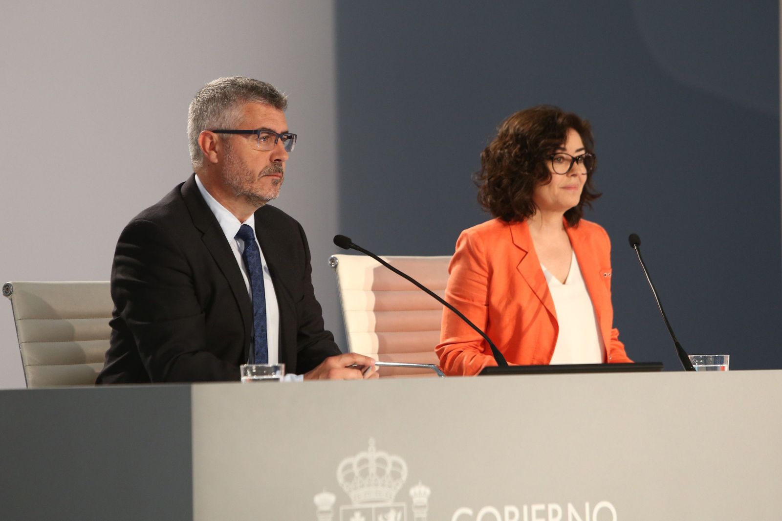 Rueda de prensa del secretario de Estado de Comunicación, Miguel Ángel Oliver, y la subsecretaria del Ministerio del Interior, Isabel Goicoechea, en el Centro de Datos instalado en el IFEMA de Madri