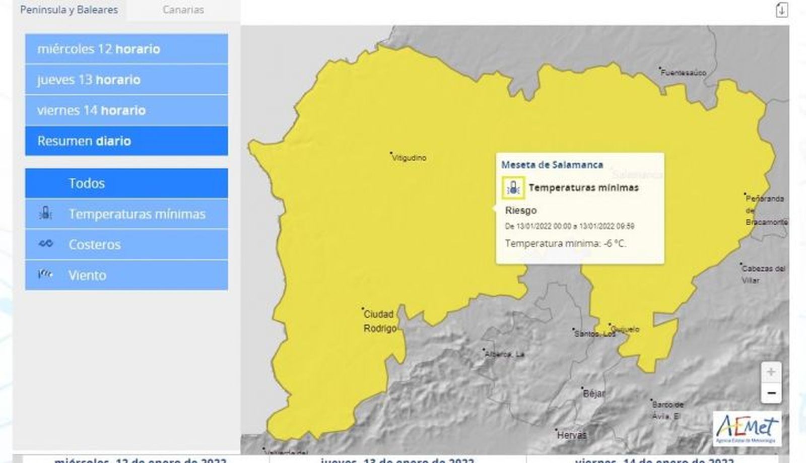 Alerta amarilla por bajas temperaturas