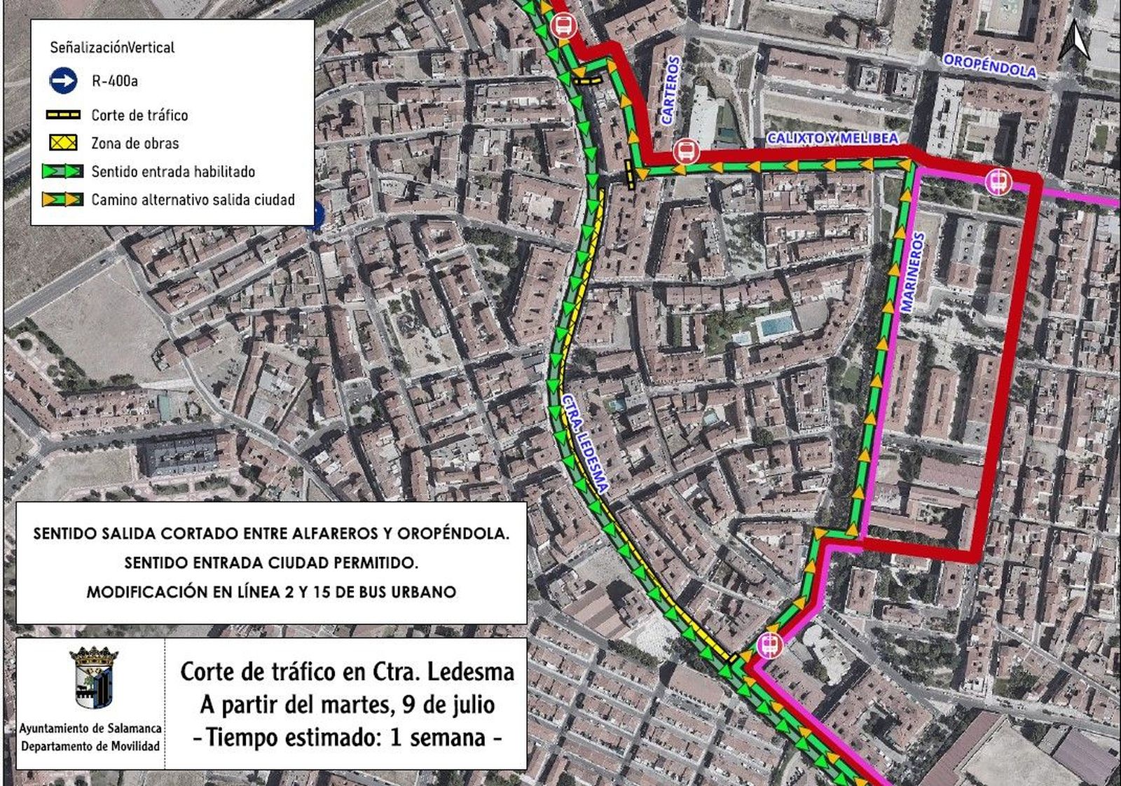 Corte tráfico carretera de Ledesma