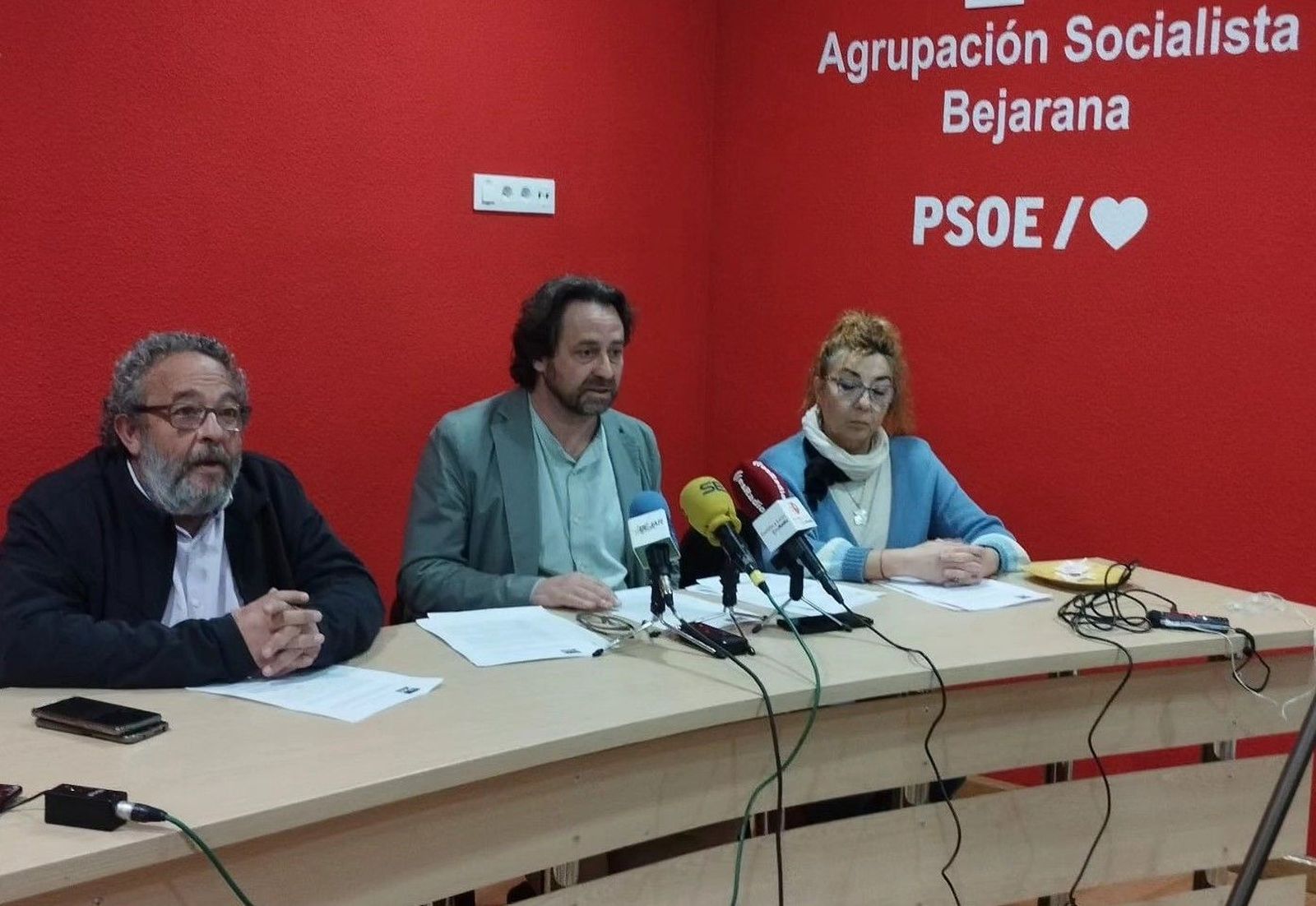 Rodríguez Celador, Antonio Cámara y Ana María Vicente en una rueda de prensa anterior | Foto: PSOE de Béjar
