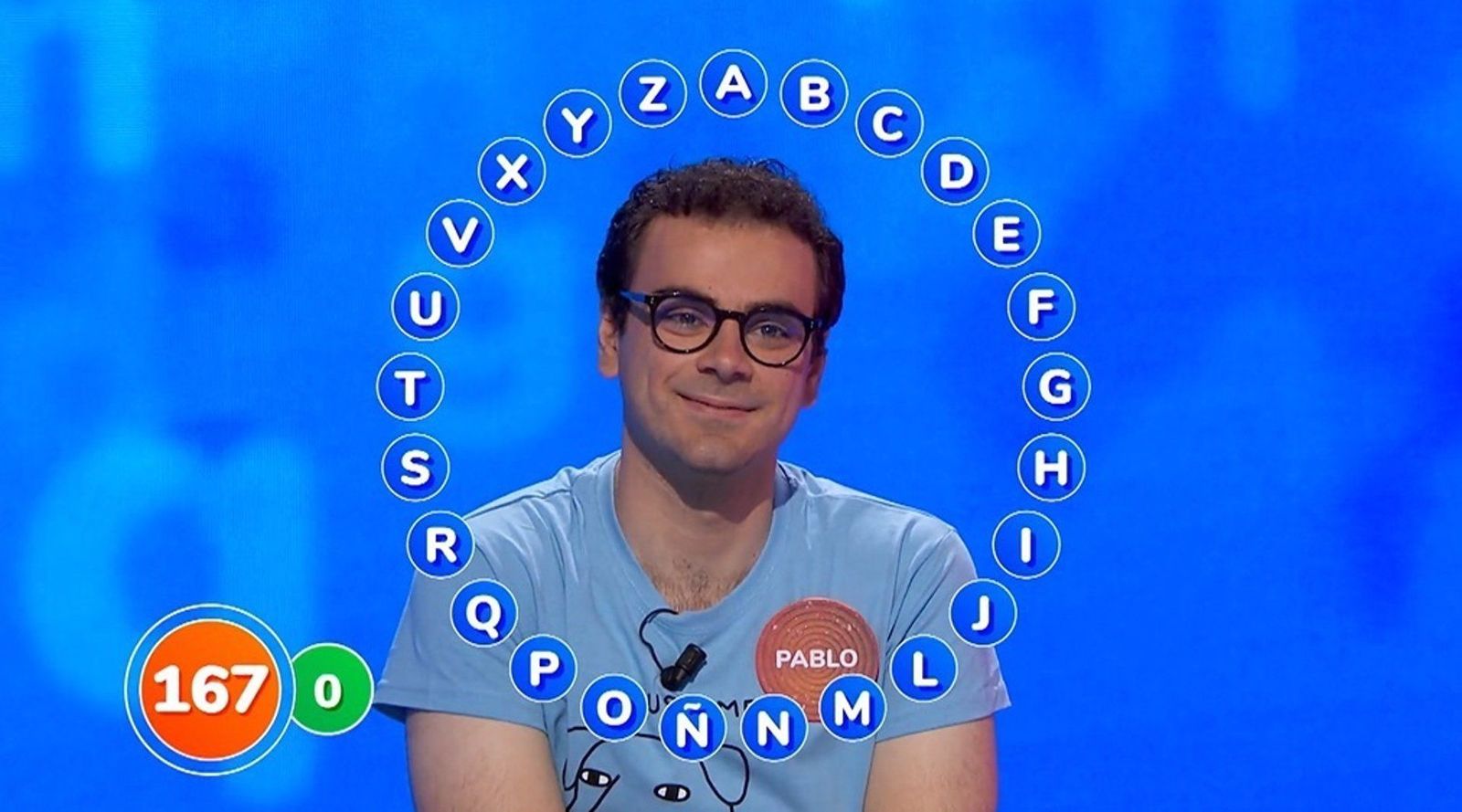 El concursante Pablo Díaz, durante su participación en 'Pasapalabra', el concurso de Antena 3