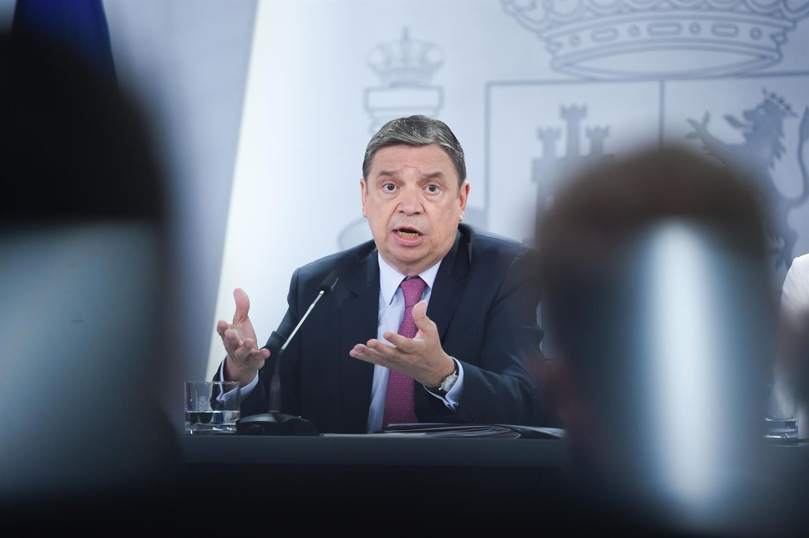 El ministro de Agricultura, Pesca y Alimentación, Luis Planas, durante una rueda de prensa posterior al Consejo de Ministros, en el Palacio de la Moncloa. Europa Press