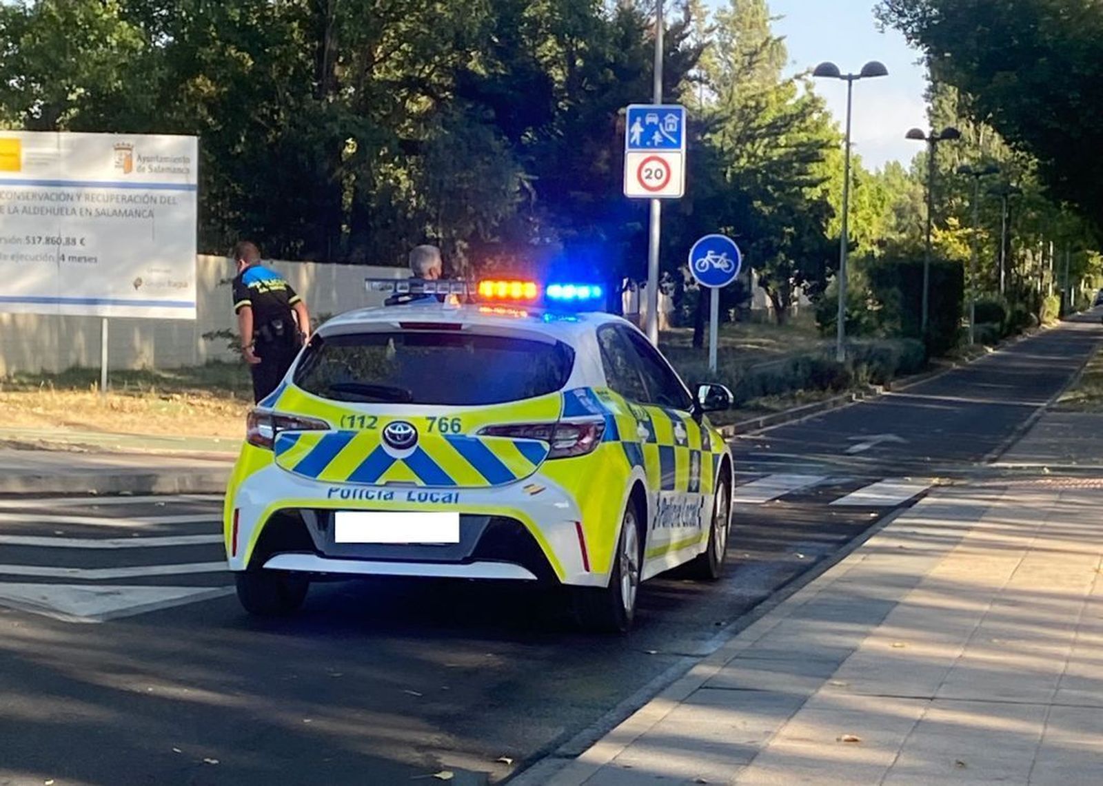 Fotografía de archivo de la Policía Local, presente en el Parque de la Aldehuela | Salamanca 24 Horas
