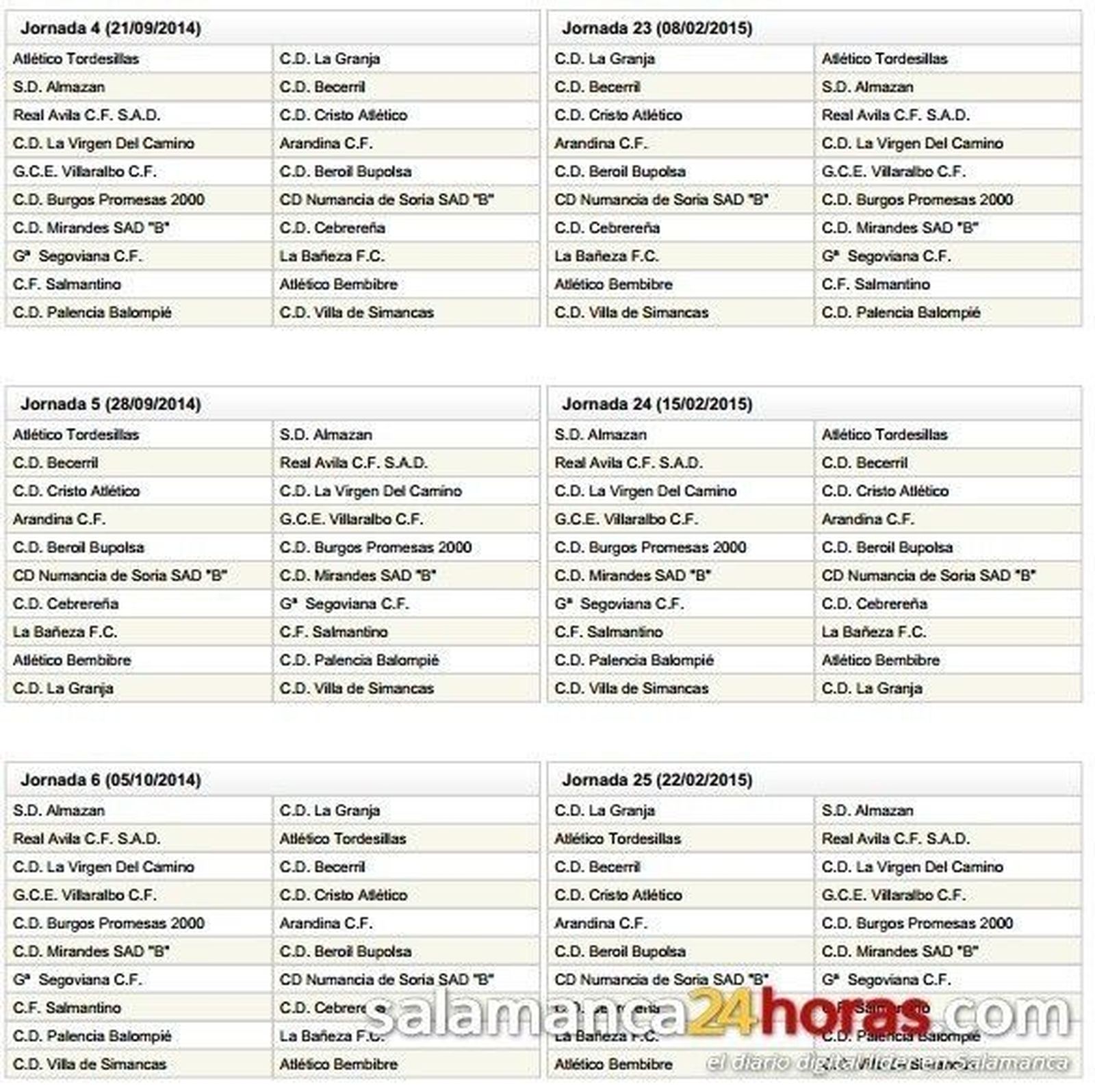 Calendario de Tercera División