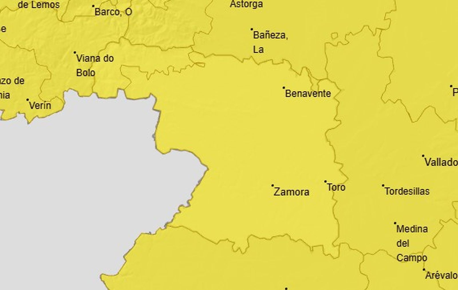 El mapa de aviso por nevadas para este sábado