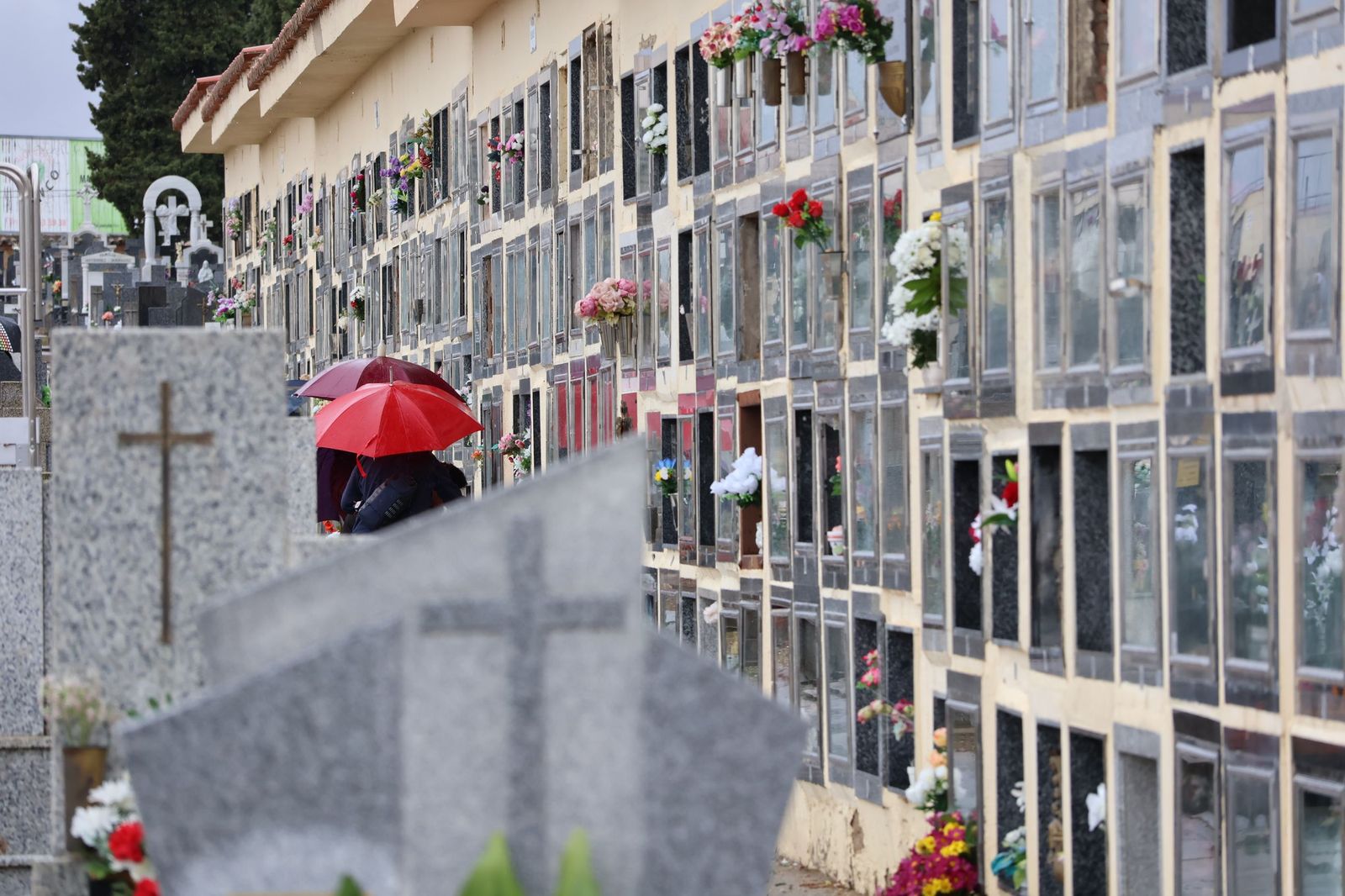 GALERÍA | La lluvia no detiene la tradición: los zamoranos acuden al cementerio para recordar a sus fallecidos