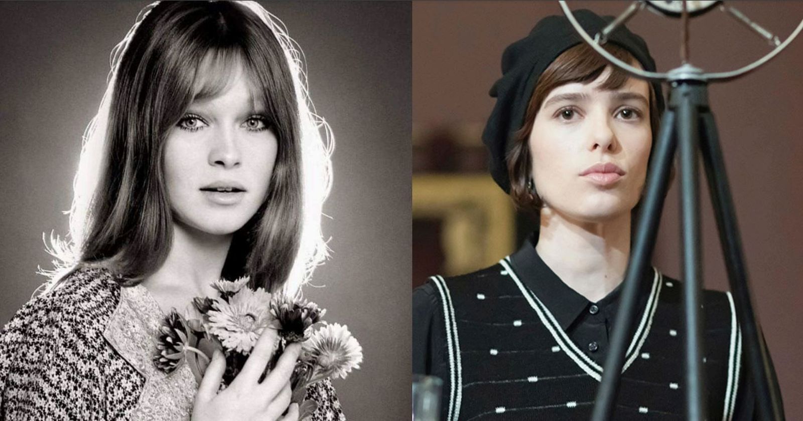 Marisol (izquierda). Fotograma de 'La virgen roja' (derecha)