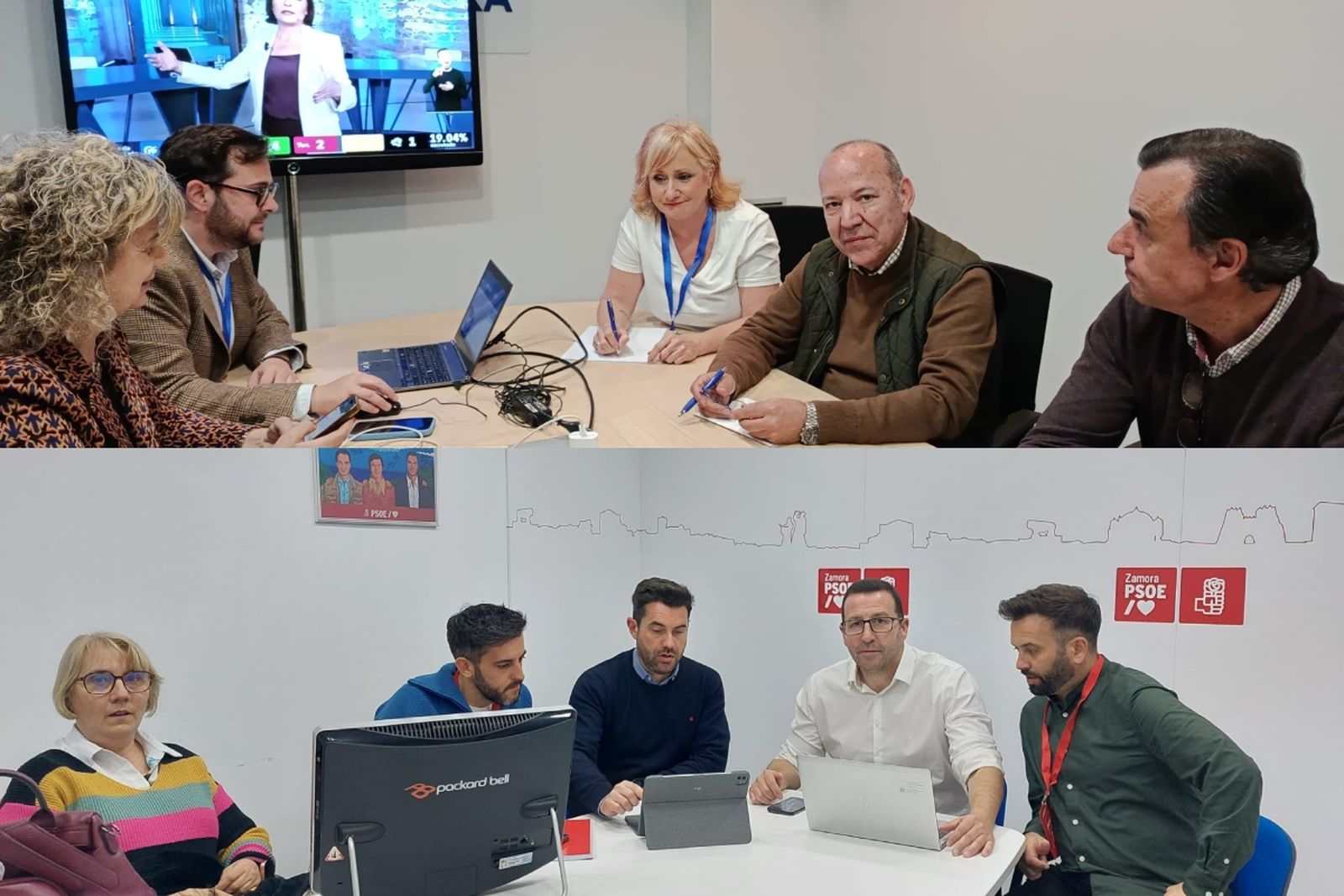 Imagen del seguimiento en el PP y en el PSOE