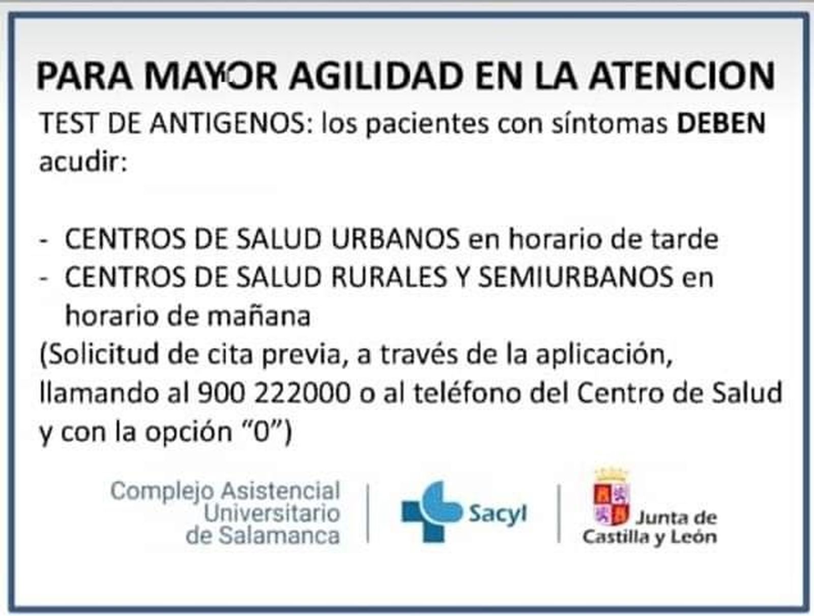 Test de antígenos en los centros de salud de la provincia
