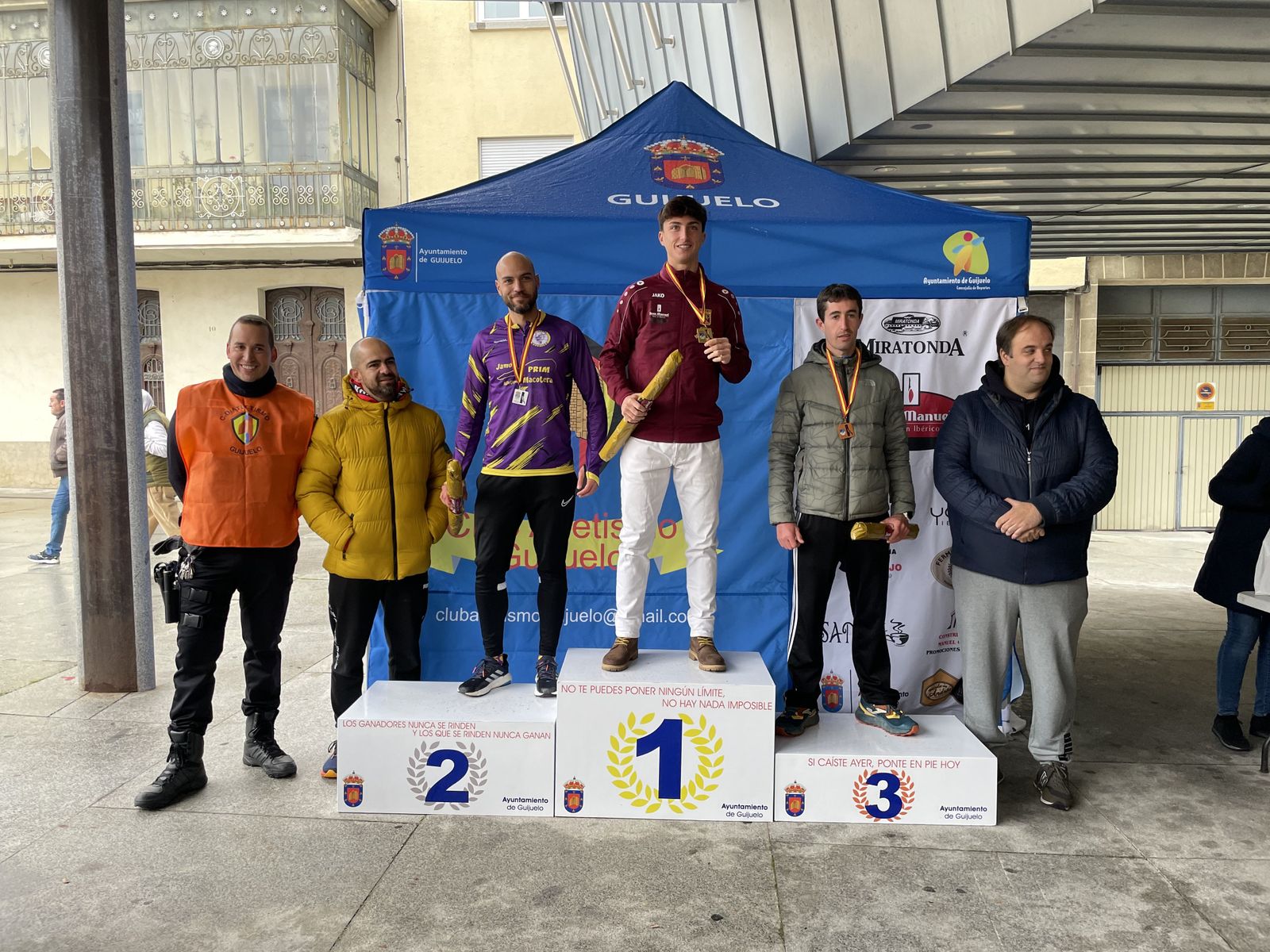 Javier Montero en el podio de X Jamón Veloz Guijuelo