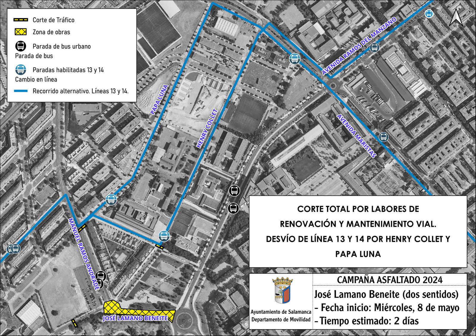 Reorganización del tráfico por el corte de la calle José Lamano