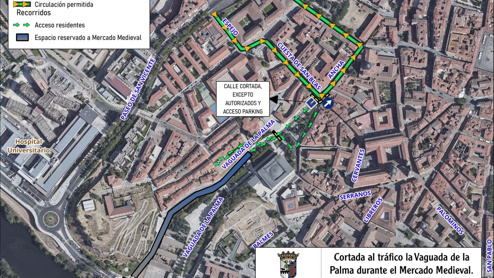 Corte de tráfico en la Vaguada de la Palma por el Mercado Medieval