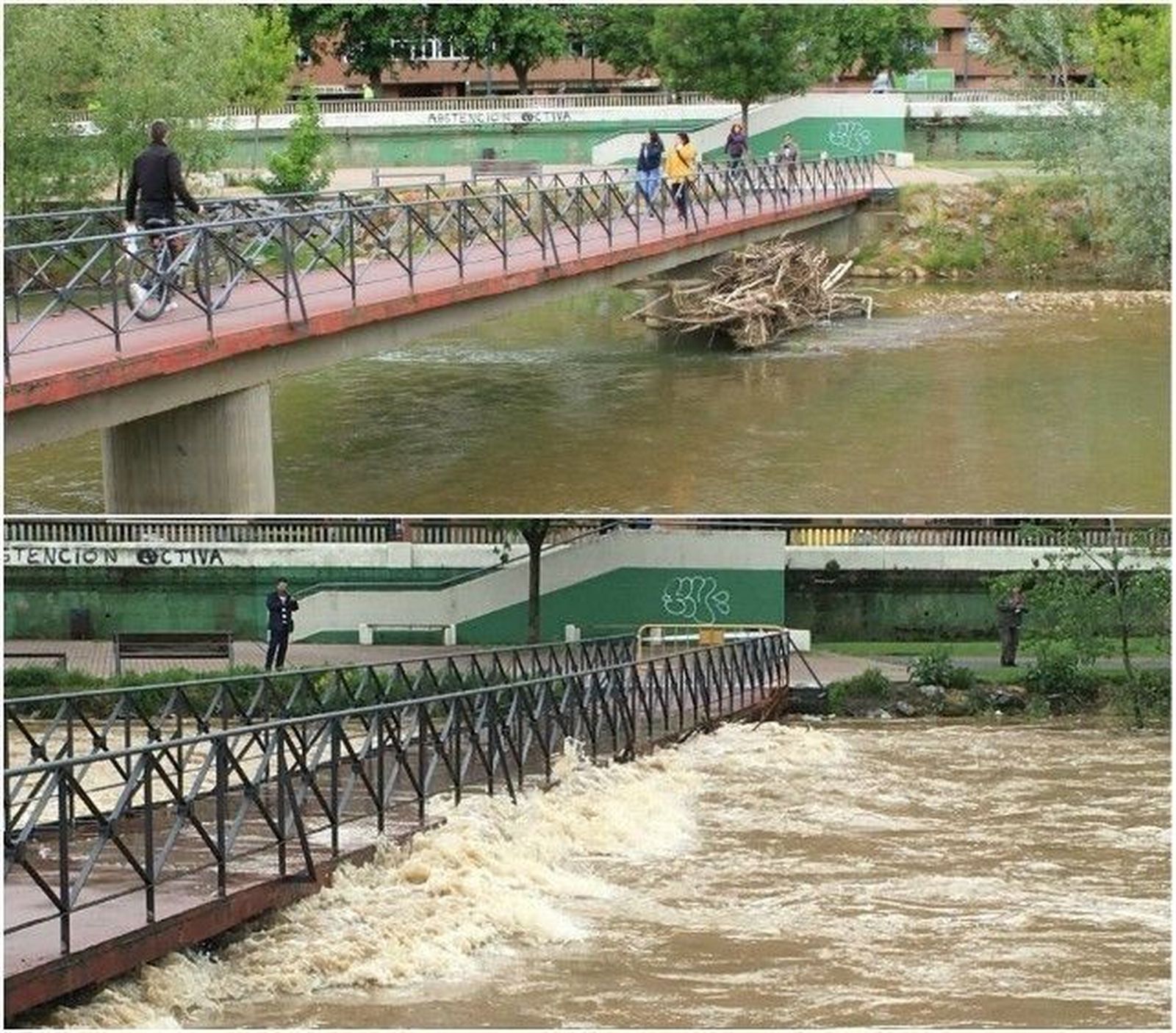 El Bernesga pasa de desbordarse a sufrir estiaje en poco más de un mes