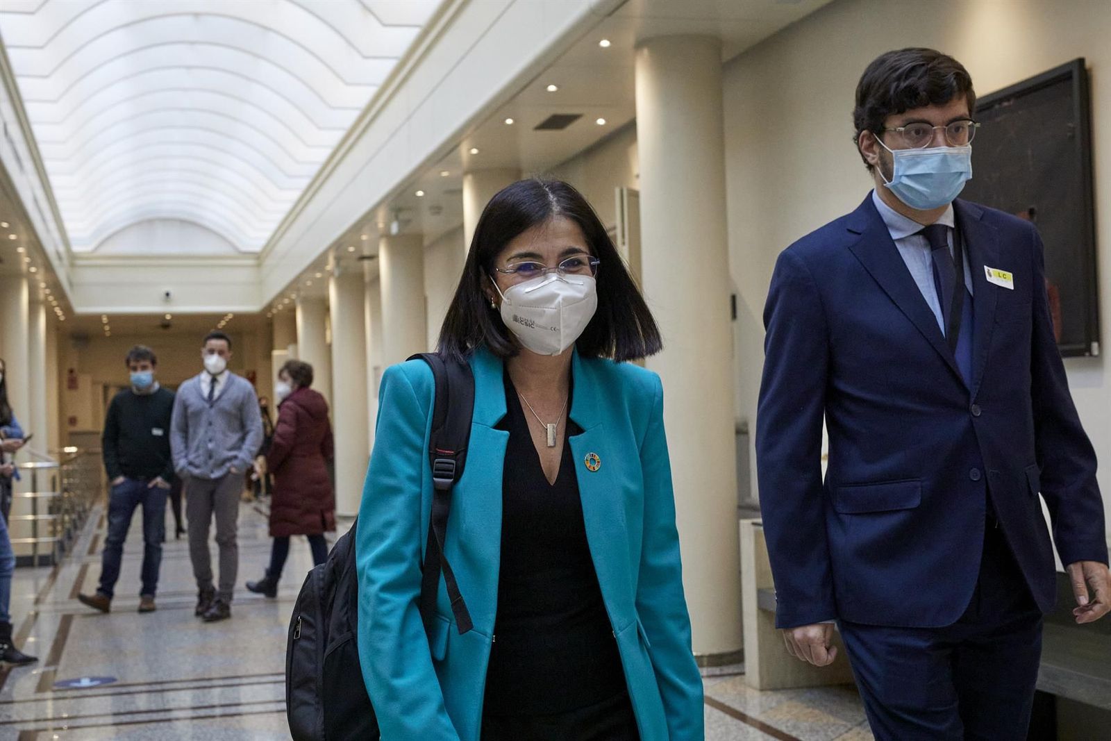 La ministra de Sanidad, Carolina Darias a su llegada a una sesión de control al Gobierno en el Senado