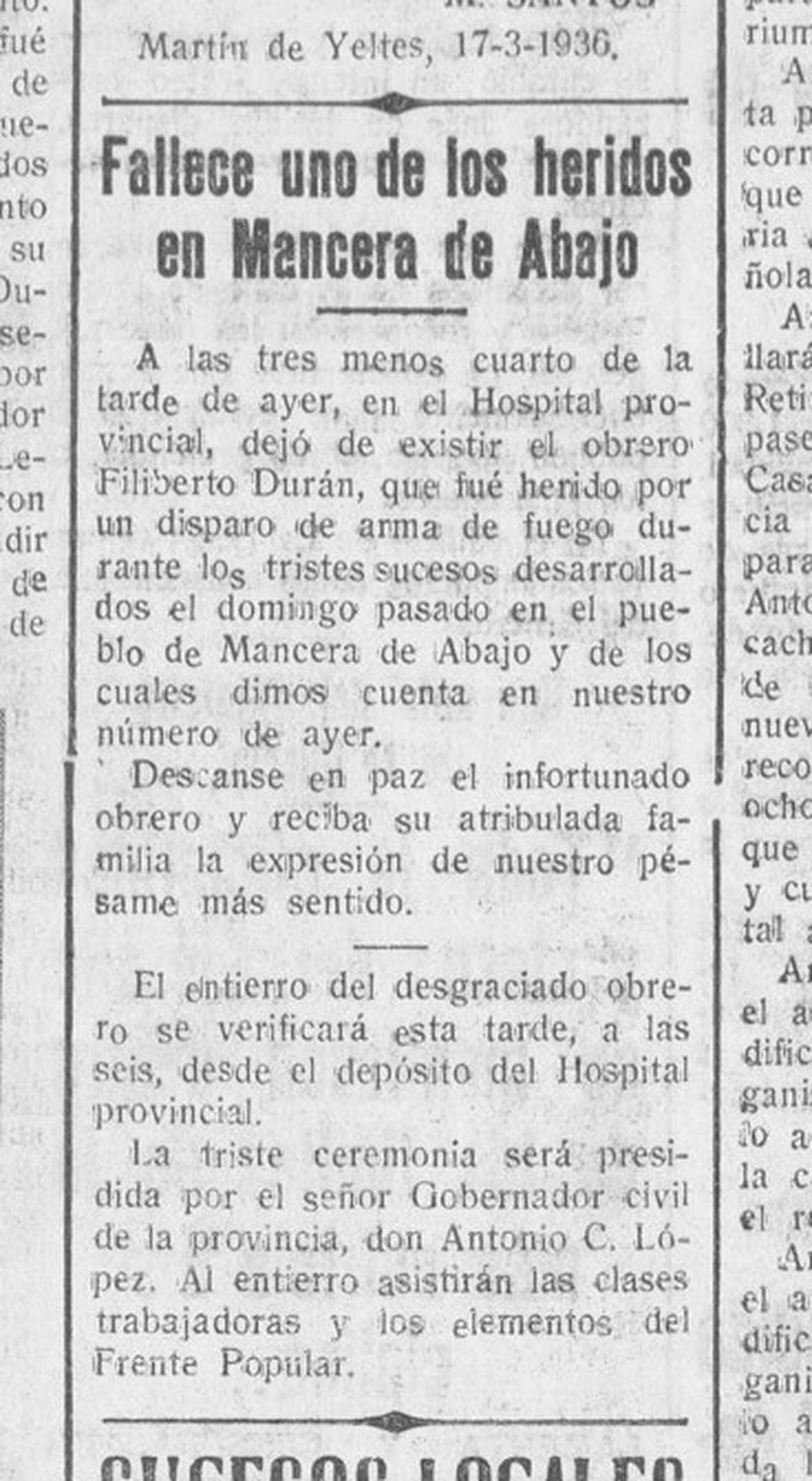 Fallece uno de los heridos en Mancera de Abajo