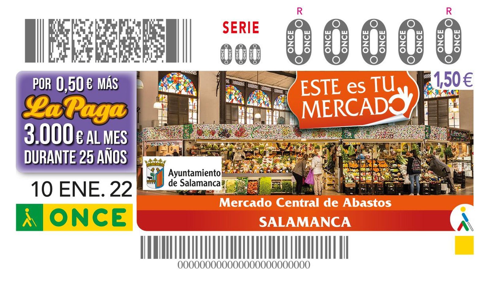 El Mercado de Abastos de Salamanca será la imagen del cupón de la ONCE del lunes