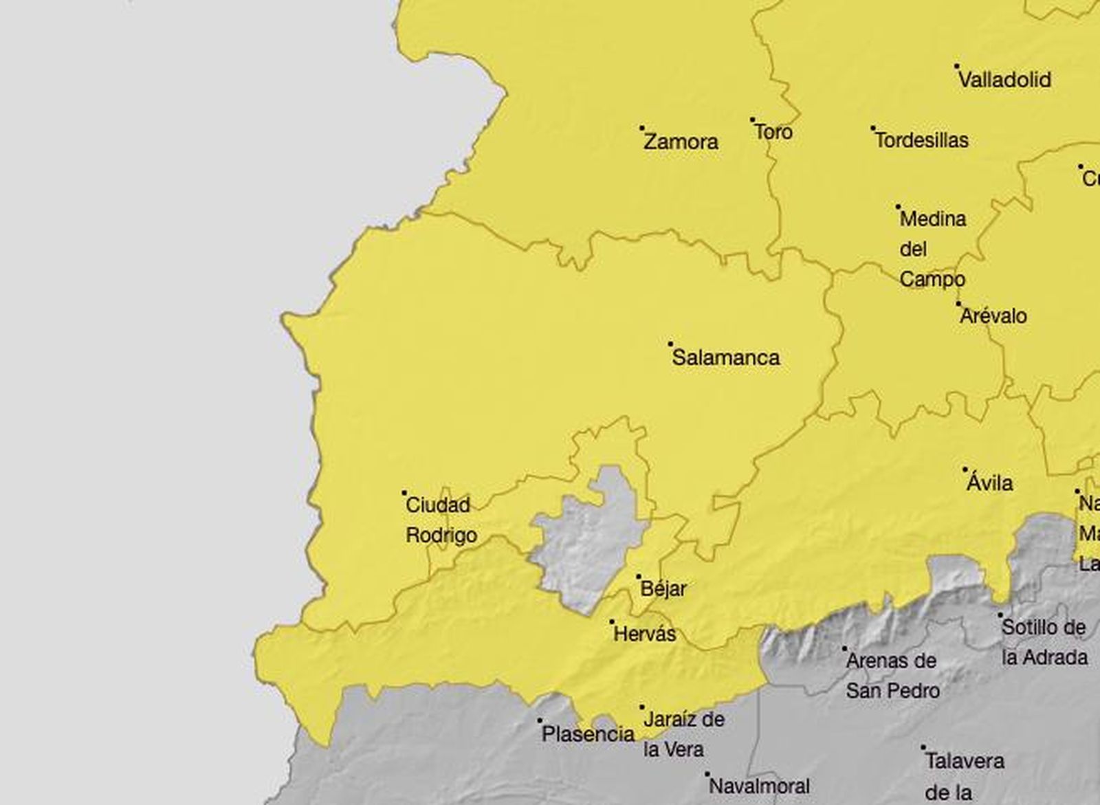 Aviso amarillo por viento en Salamanca