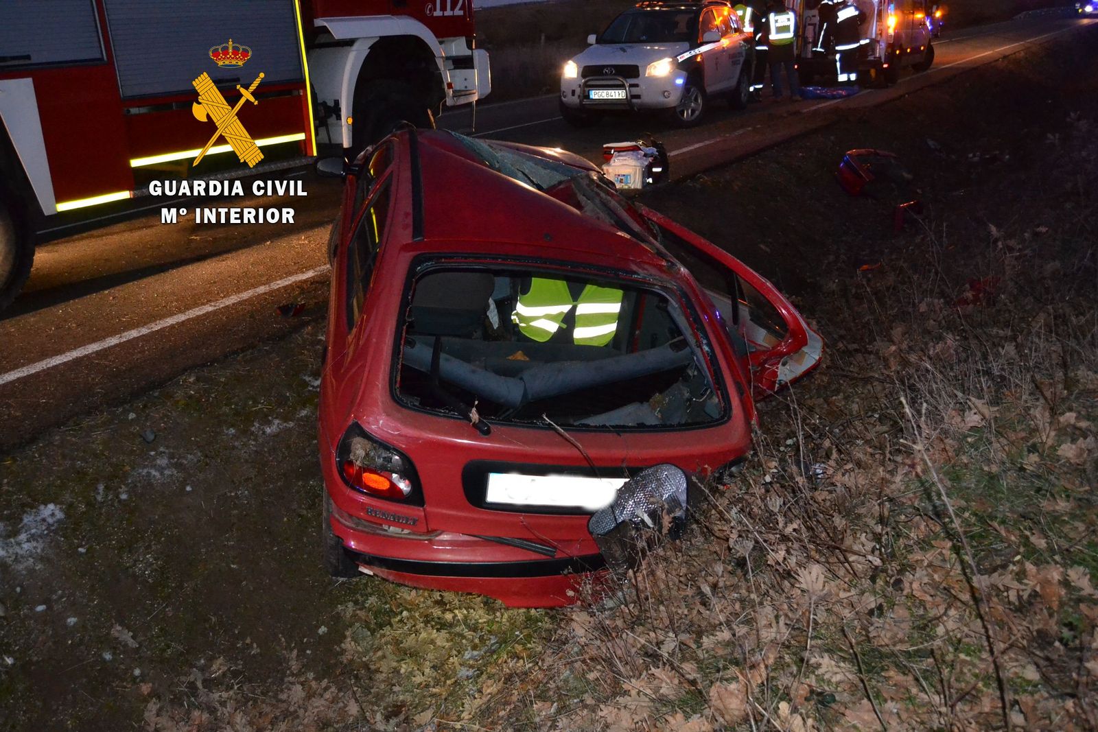 Vehículo que conducía el investigado, tras el accidente ocurrido en Peralejos de Abajo el pasado día 11 de enero