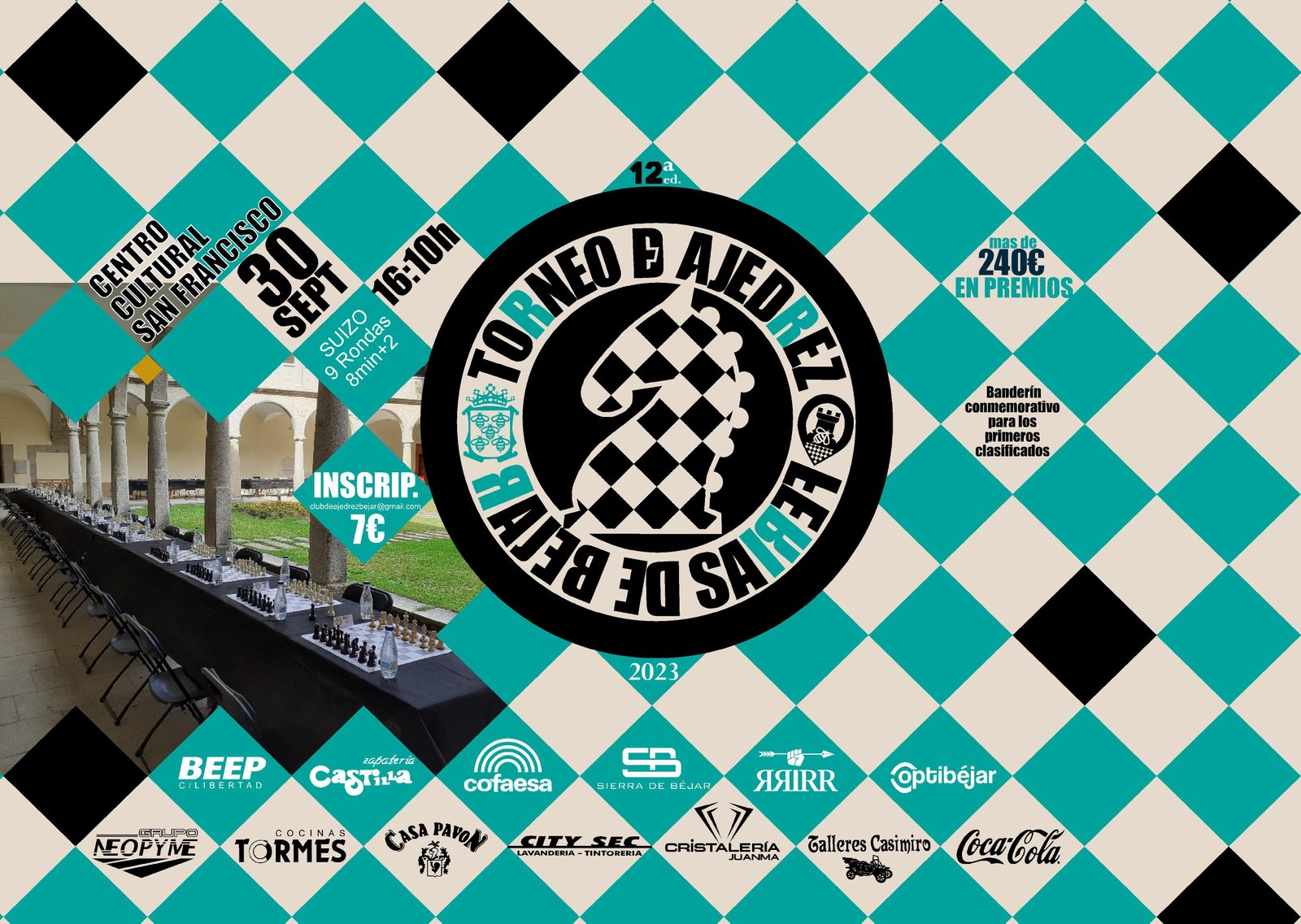 Cartel 12º ajedrez ferias de Béjar sept 2023
