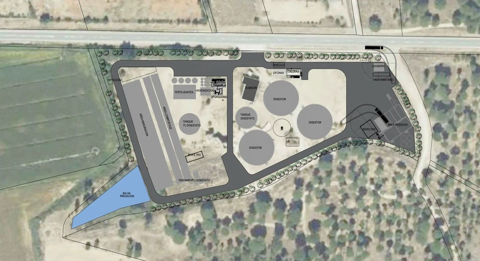 Stop Biogás Zamora -Vista aérea del futuro proyecto