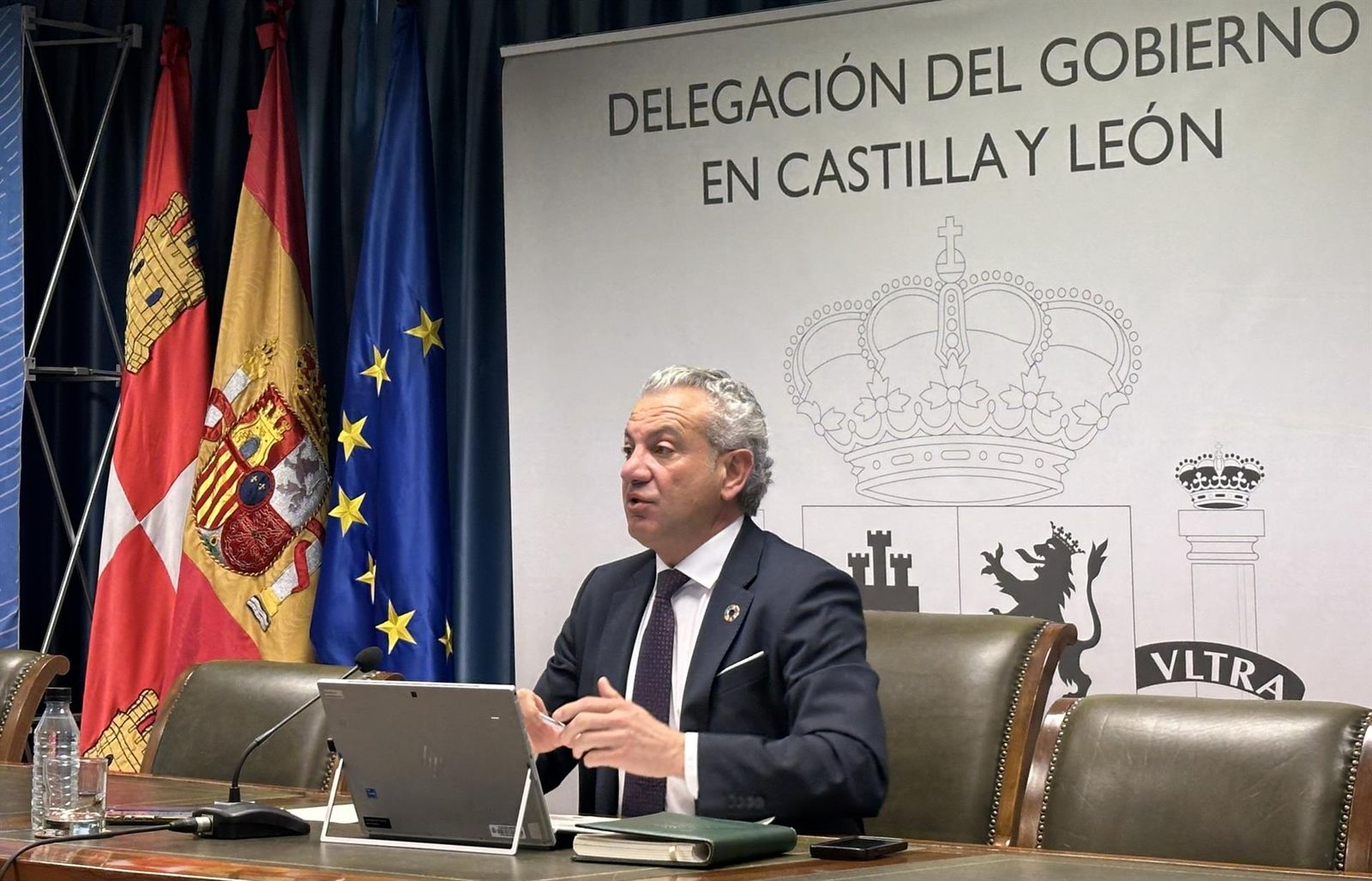 El delegado del Gobierno en Castilla y León, Nicanor Sen, en la rueda de prensa de balance de la inversión en CyL en el marco del Plan de Recuperación, Transformación y Resiliencia del Gobierno de España.   EUROPA PRESS