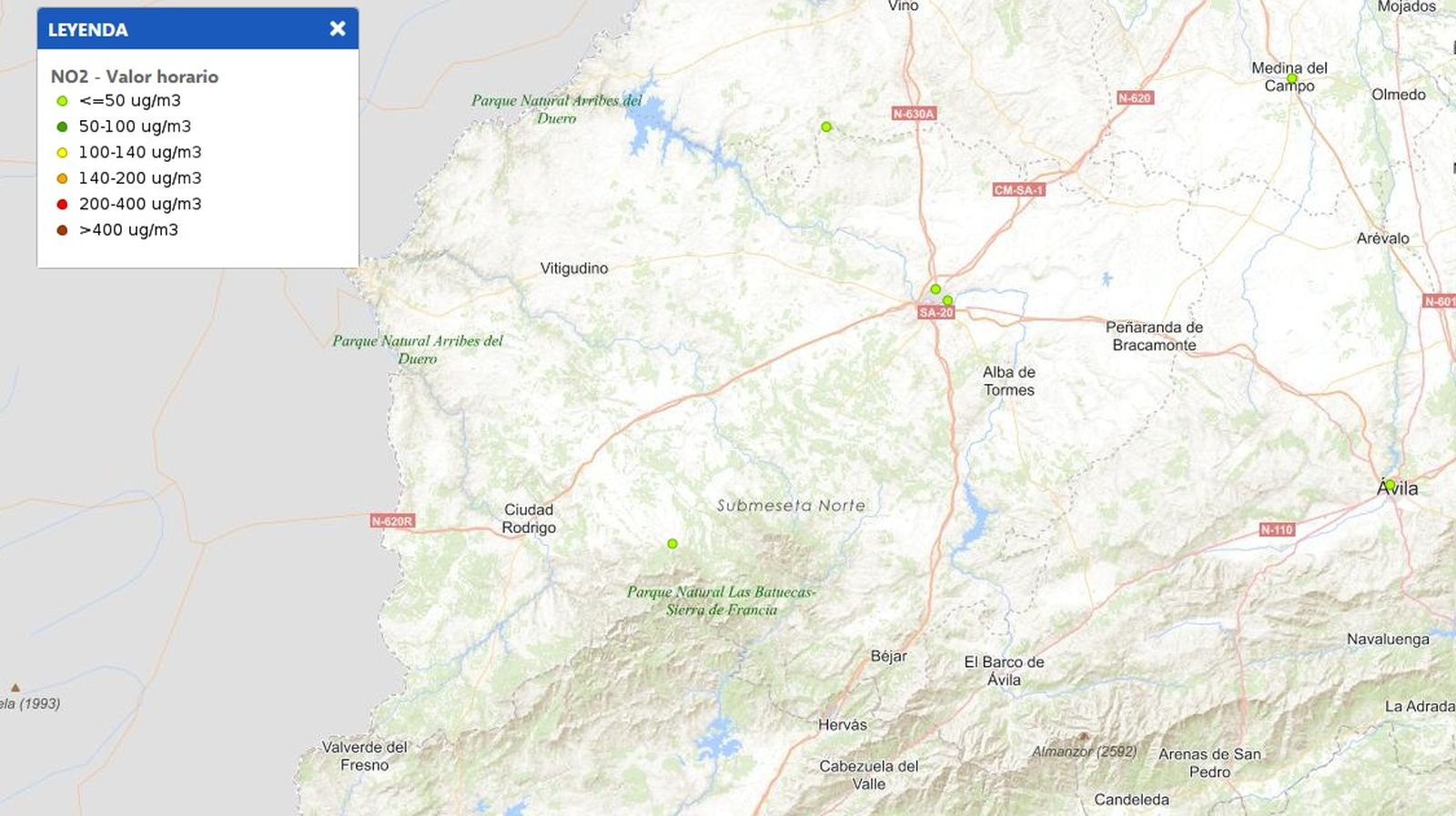 Visor de calidad del aire en Salamanca