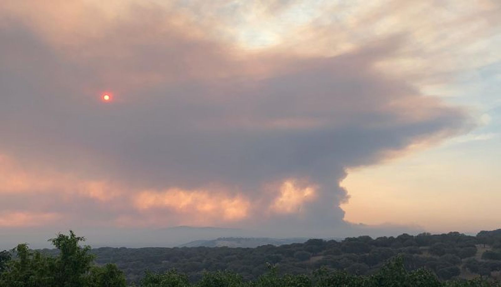 Fuego divisado desde Ciudad Rodrigo a primera hora de este martes. Foto S24H